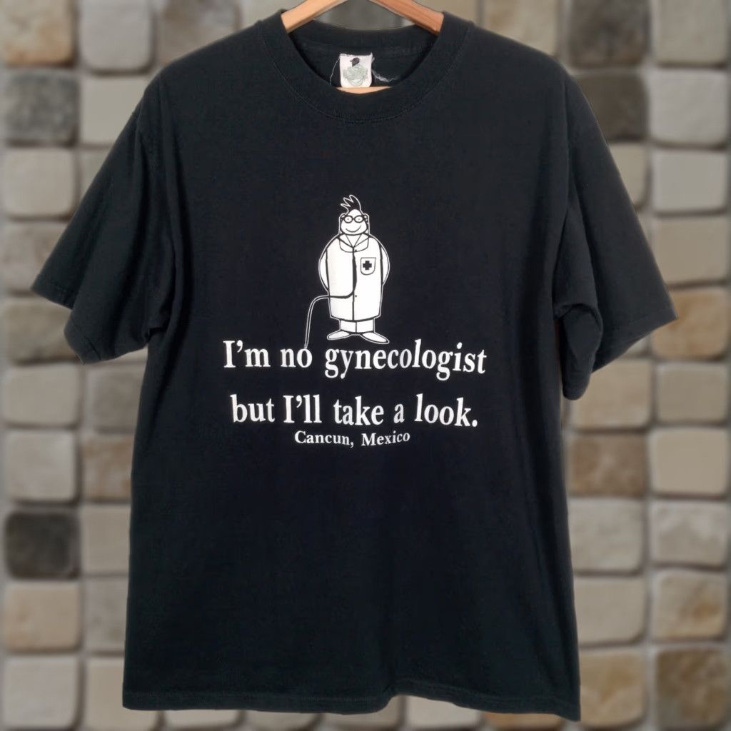 REEF VINTAGE Reef Im No Gynecologist But I'll Take A Look Shirt Cancun Mexico Funny Doctor T-Shirt Mens Regular Black Cotton Short Sleeve Crew Neck M Size Size US M / EU 48-50 / 2 - 1 Thumbnail