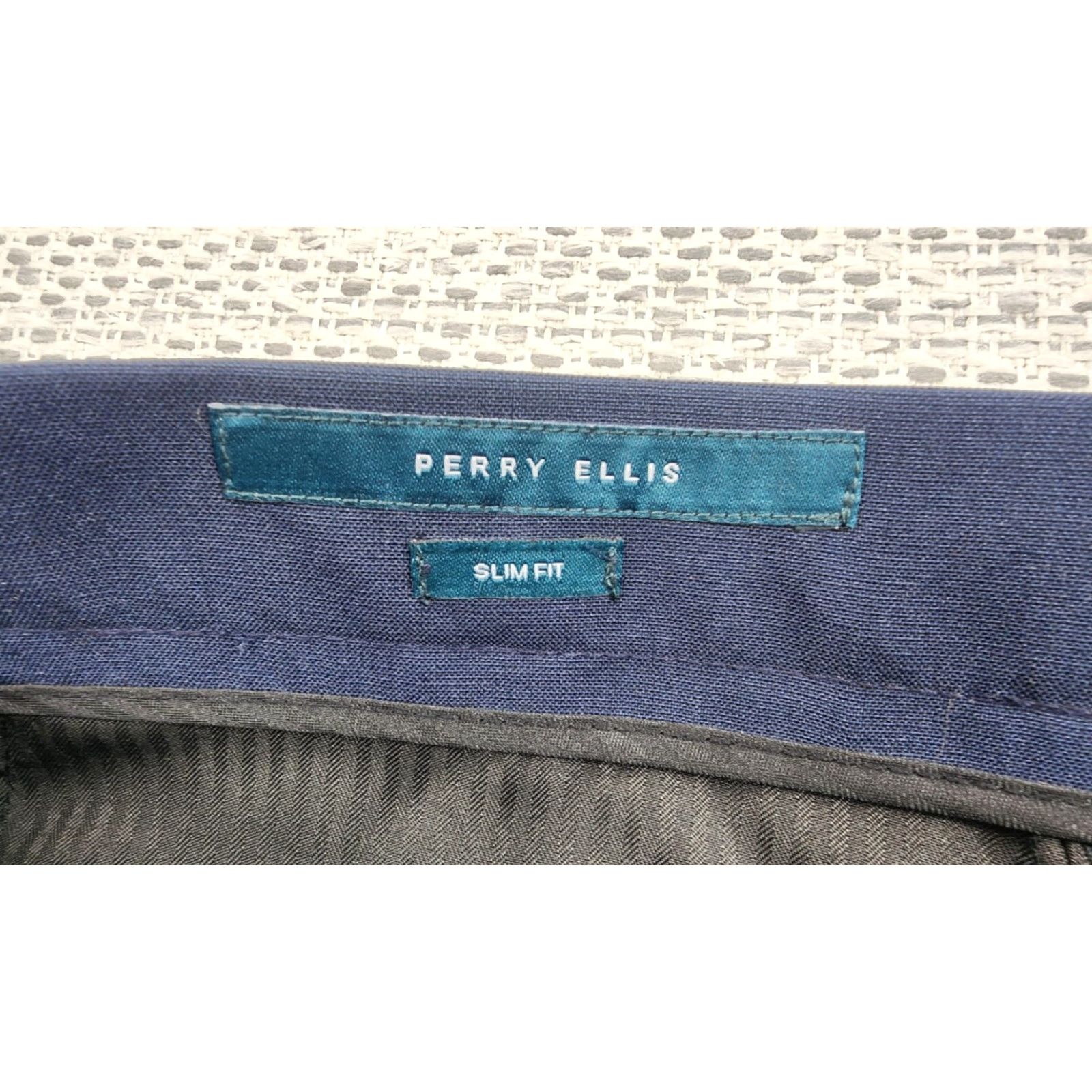 Perry Ellis Perry Ellis Pants Mens 38x30 Blue Slim Fit Dress Trousers Office Classic Polyester Size US 38 / EU 54 - 3 Thumbnail