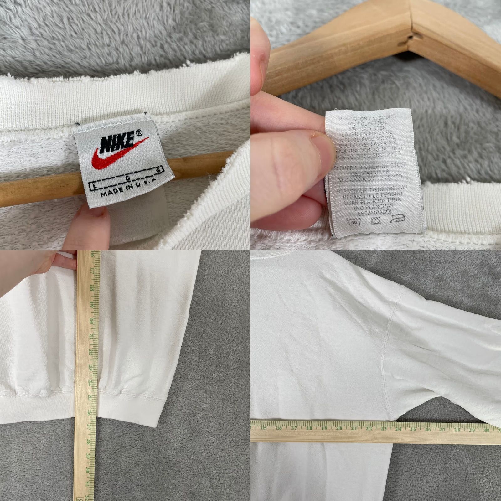 Nike VINTAGE Nike Air Sweatshirt Mens Large White Distressed Graphic Logo Crewneck 90s Size US L / EU 52-54 / 3 - 8 Thumbnail
