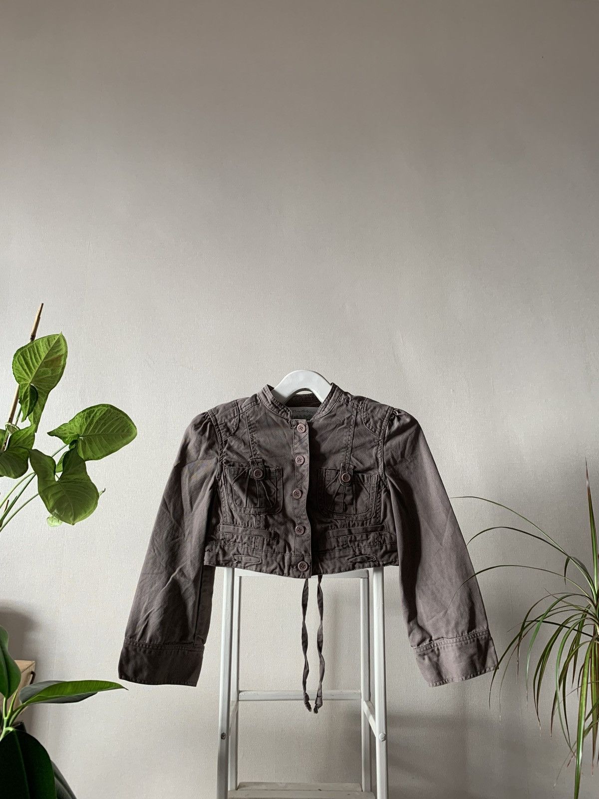 Japanese Brand Y2K Vintage Crazy canvas khaki cropped tan bolero jacket Size M / US 6-8 / IT 42-44 - 1 Thumbnail