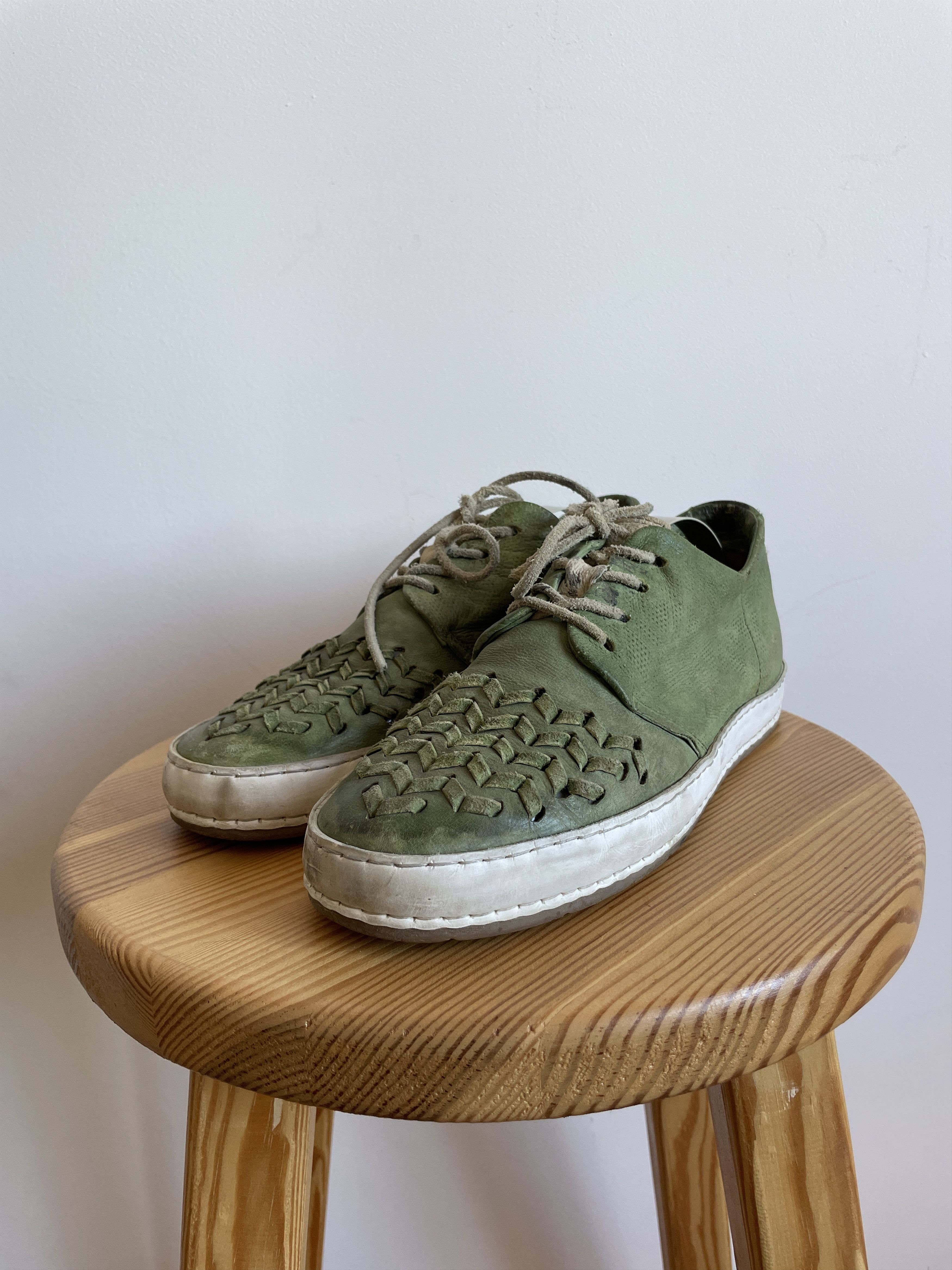 A.S.98 A.S. 98 Womens Leather Woven Distressed Sneakers Size US 10 / IT 40 - 3 Thumbnail