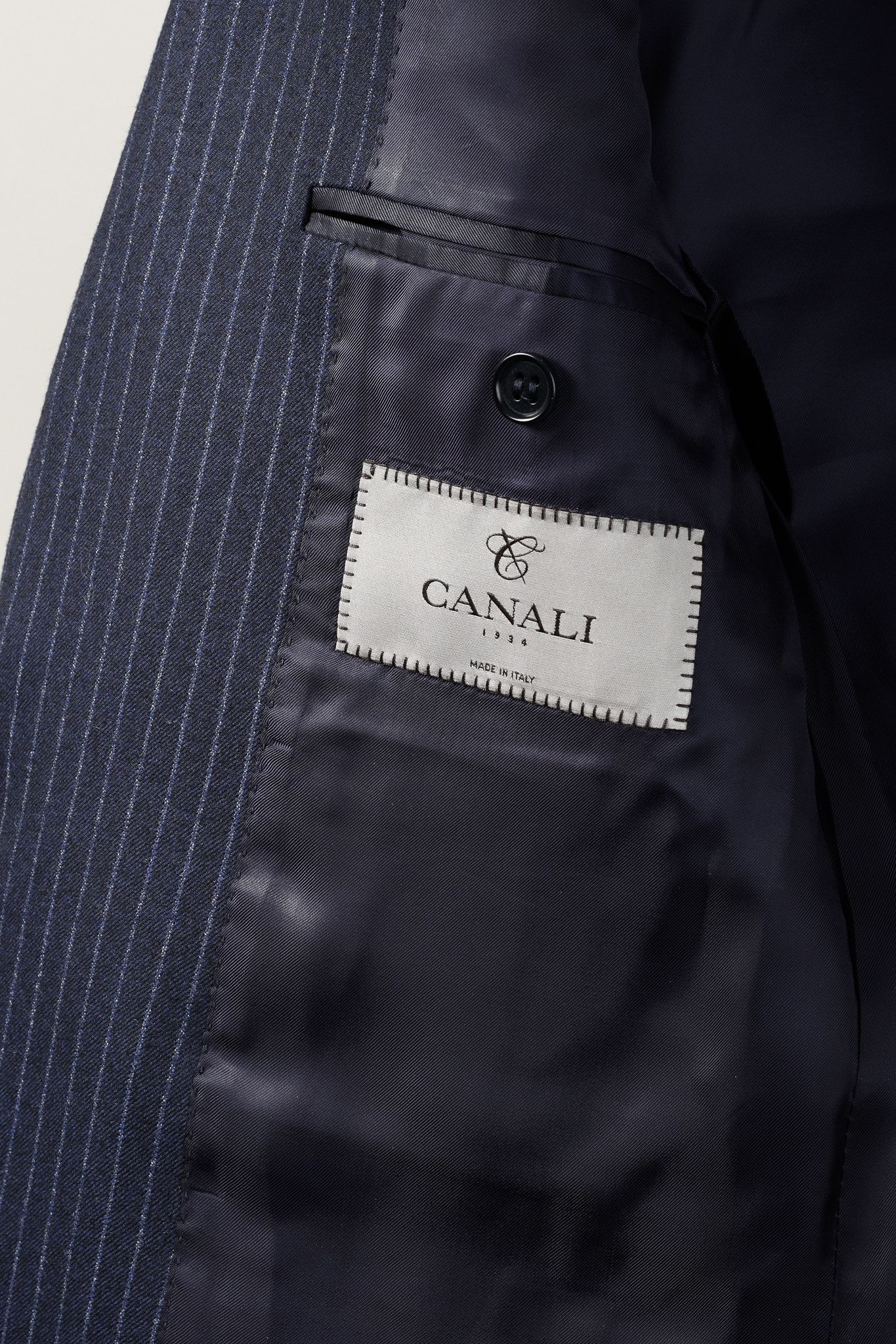 Canali Canali Blue Chalk Banker Stripe Single Breasted Blazer Size 40R - 8 Thumbnail