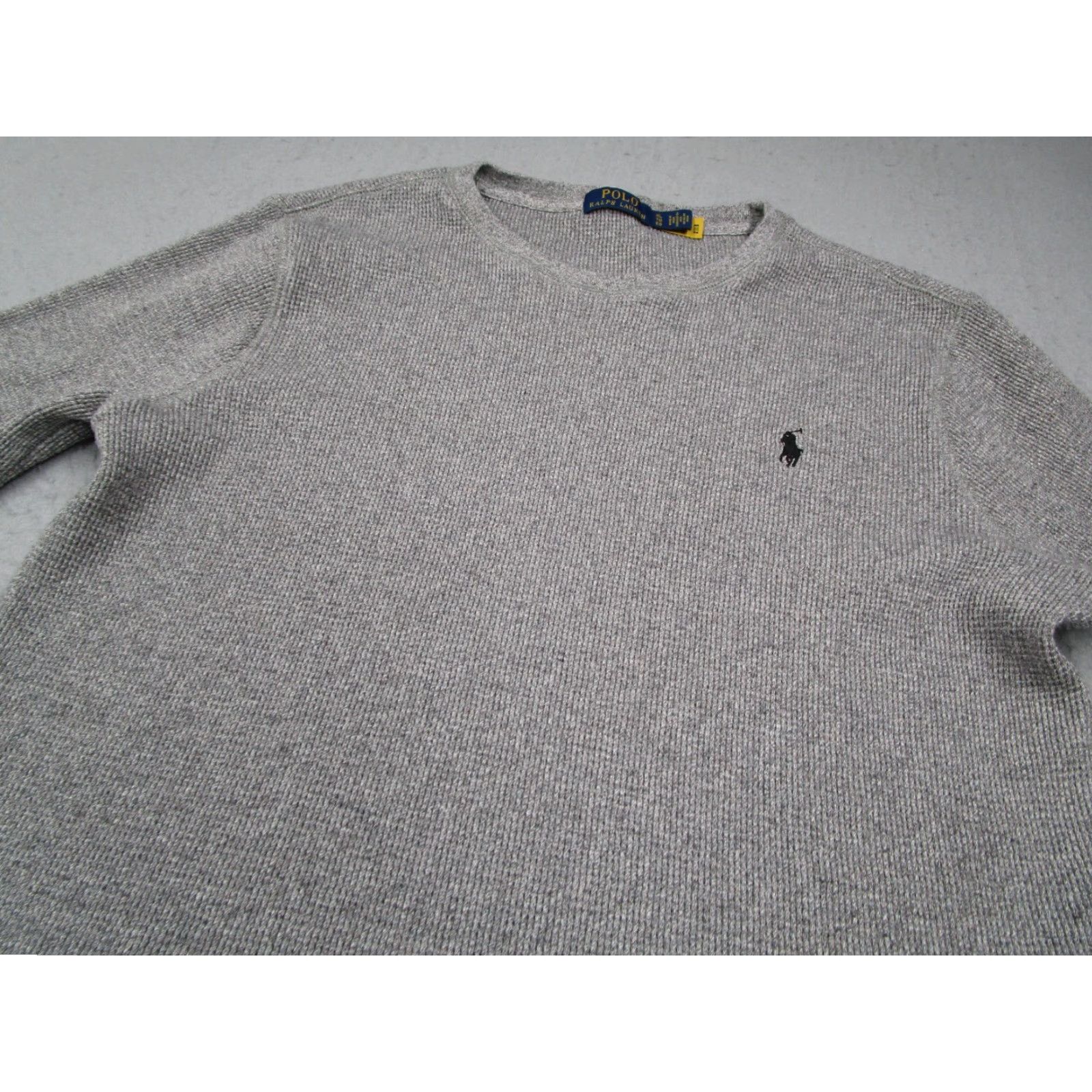 Polo Ralph Lauren Polo Ralph Lauren Shirt Mens XL Gray Waffle Knit Crew Neck Pullover 100% Cotton Embroidered Pony Size US XL / EU 56 / 4 - 2 Thumbnail