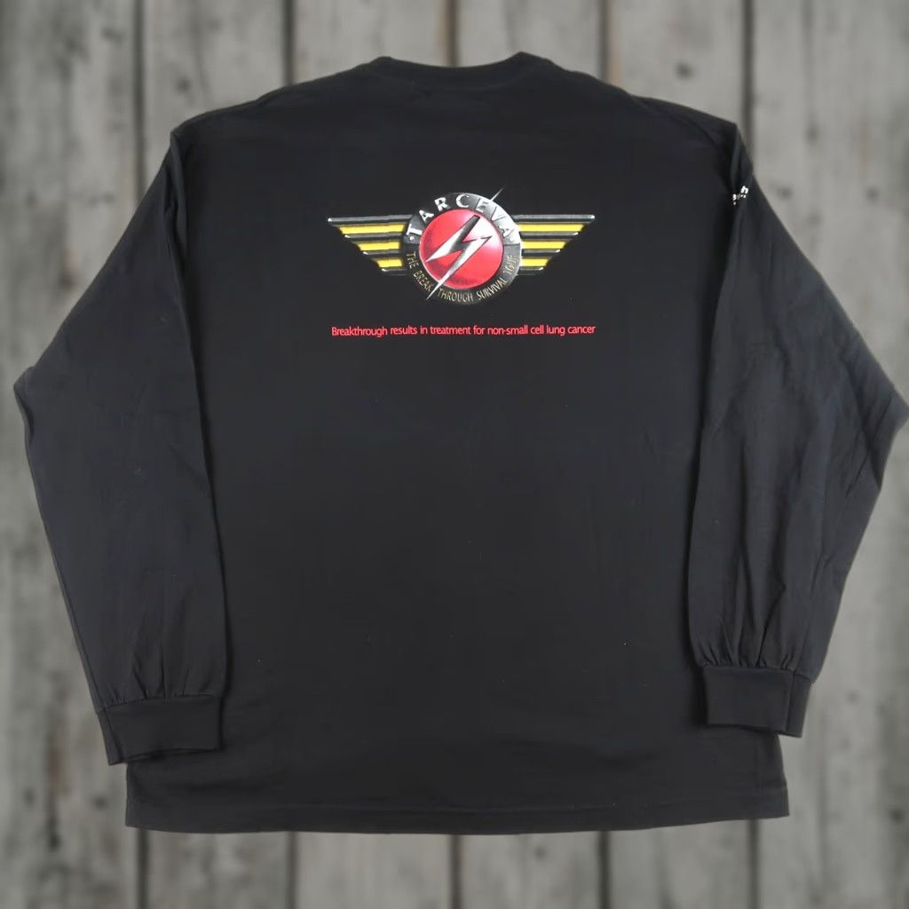 AAA VTG Tarceva Break Through Tour Cancer Medication T Shirt 2XL Black Mens Long Sleeve Crew Neck Graphic Print AAA Cotton Regular | 1900s? Size US XXL / EU 58 / 5 - 1 Thumbnail