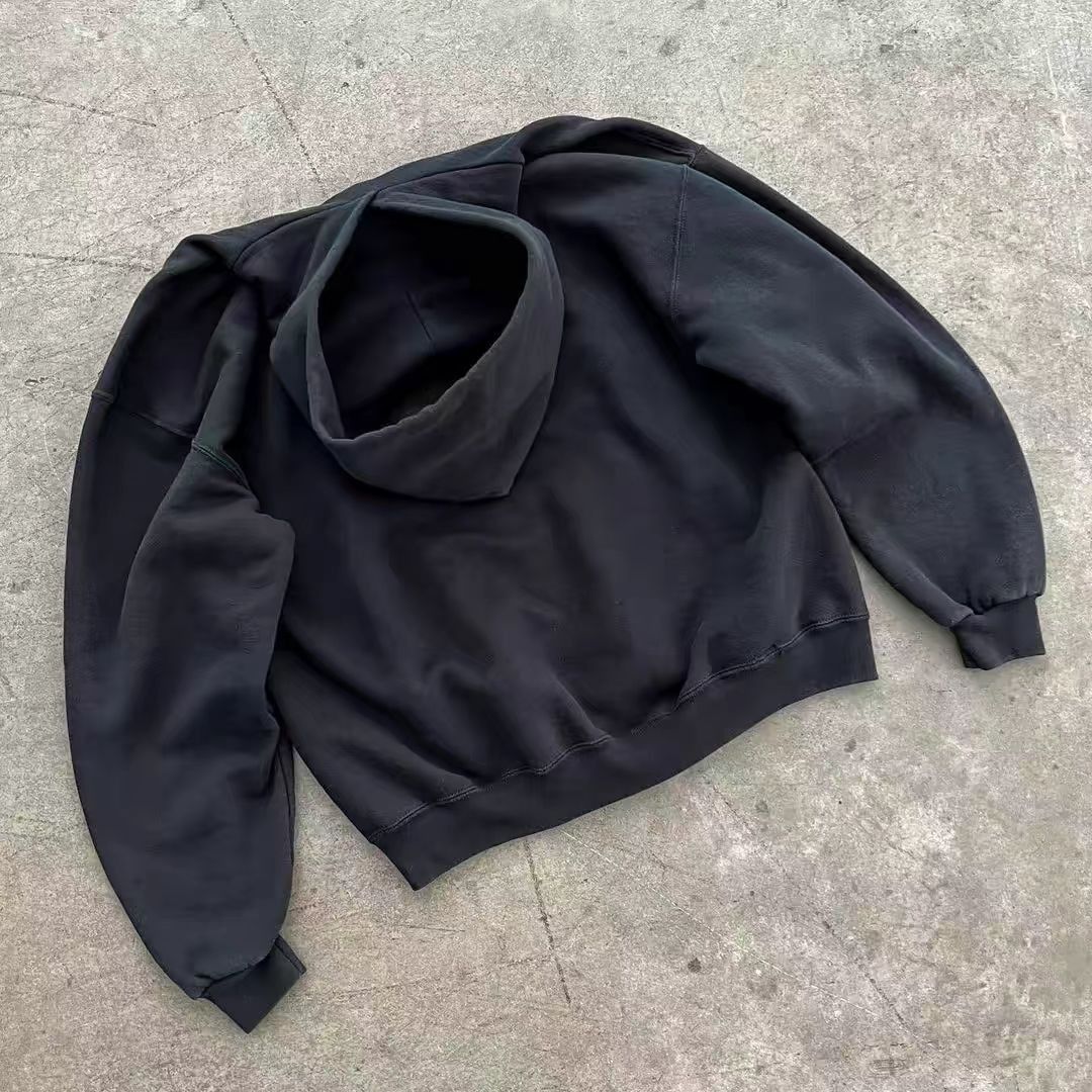 Japanese Brand × Jean Black washed vintage street print cotton hoodie Size US L / EU 52-54 / 3 - 2 Thumbnail