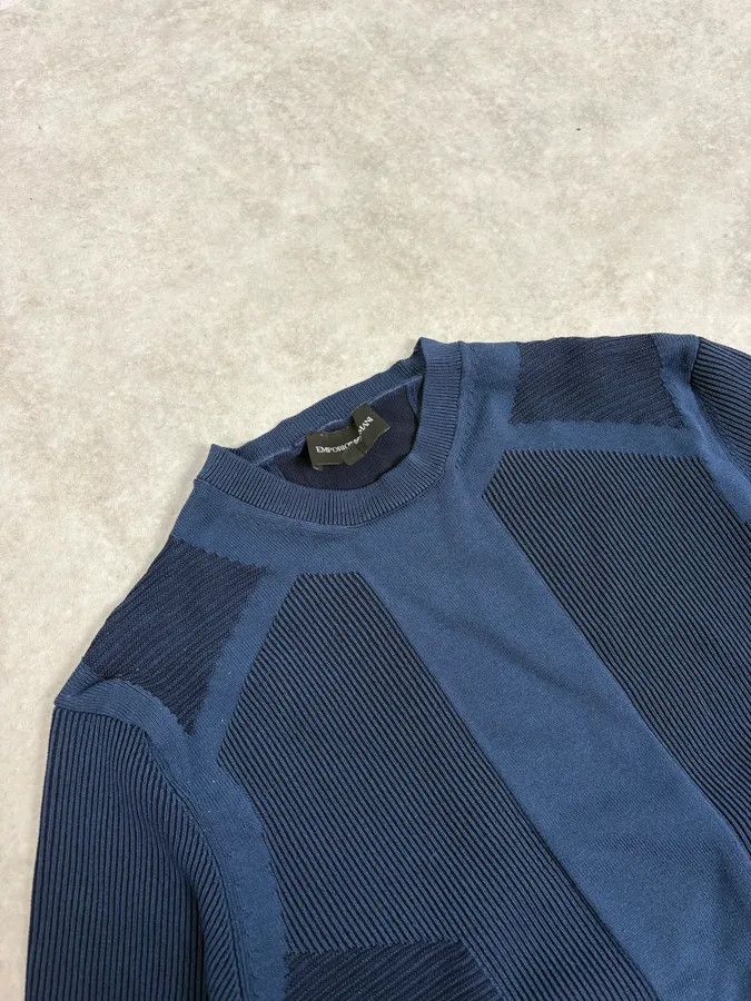 Emporio Armani AW2020 Emporio Armani Navy Modern Wave Wool Sweater Size S / US 4 / IT 40 - 5 Thumbnail