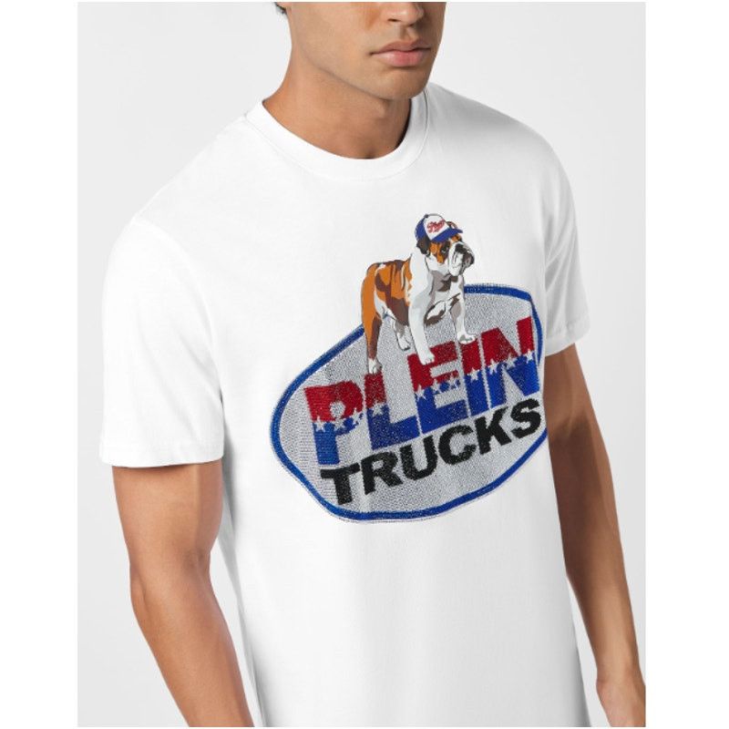 Philipp Plein Philipp Plein White Bulldog Crystal Round Neck T-Shirt XXL Size US XXL / EU 58 / 5 - 12 Thumbnail
