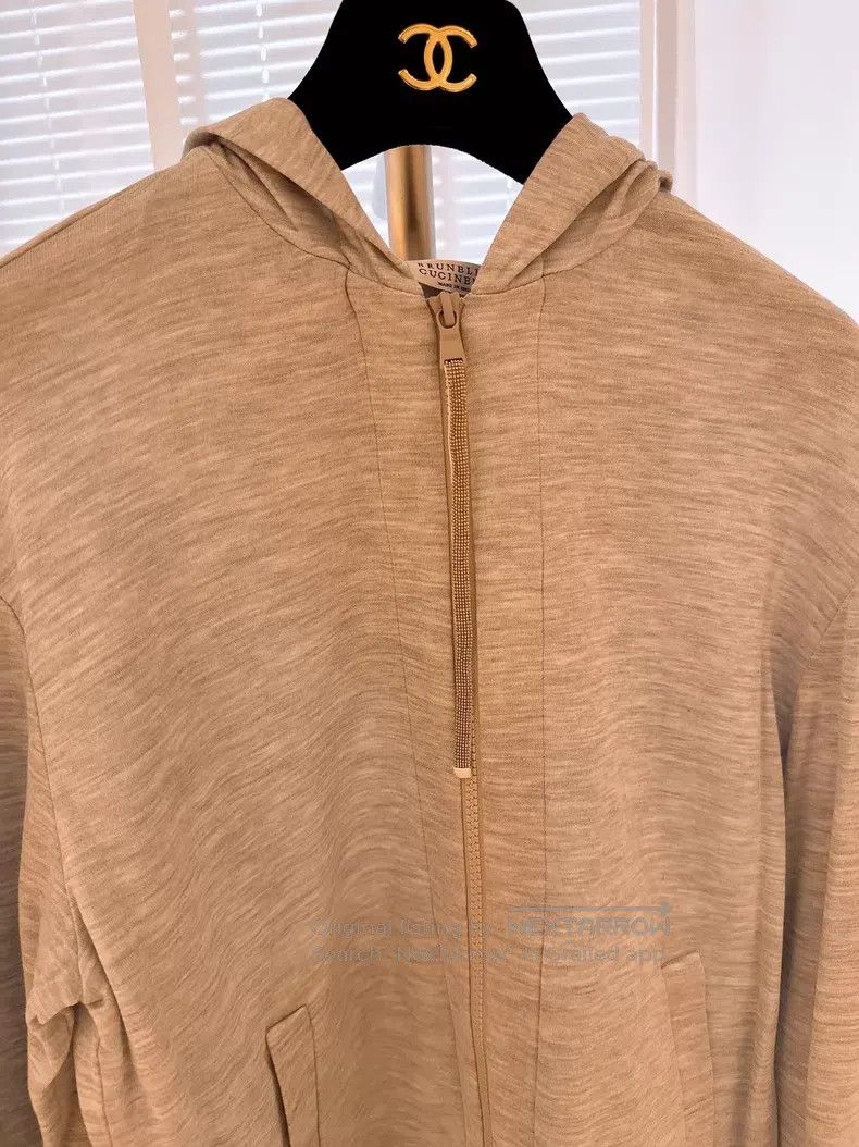 Brunello Cucinelli Brunello Cucinelli Light Gray Hooded Sweatshirt Size S / US 4 / IT 40 - 2 Thumbnail