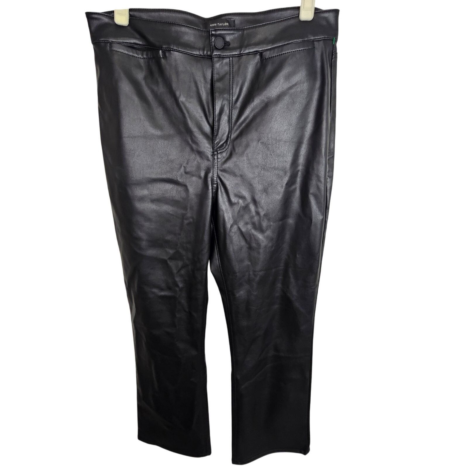 Ann Taylor Ann Taylor Womens Black Faux Leather High Waist Pants Sz 10 Size 32" / US 10 / IT 46 - 1 Thumbnail