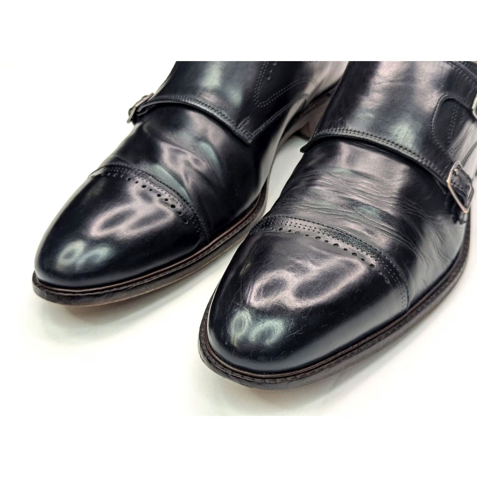 Johnston & Murphy Johnston & Murphy Monk Strap Double Buckle Cap Toe Loafer Mens 9.5 Black Size ONE SIZE - 3 Thumbnail