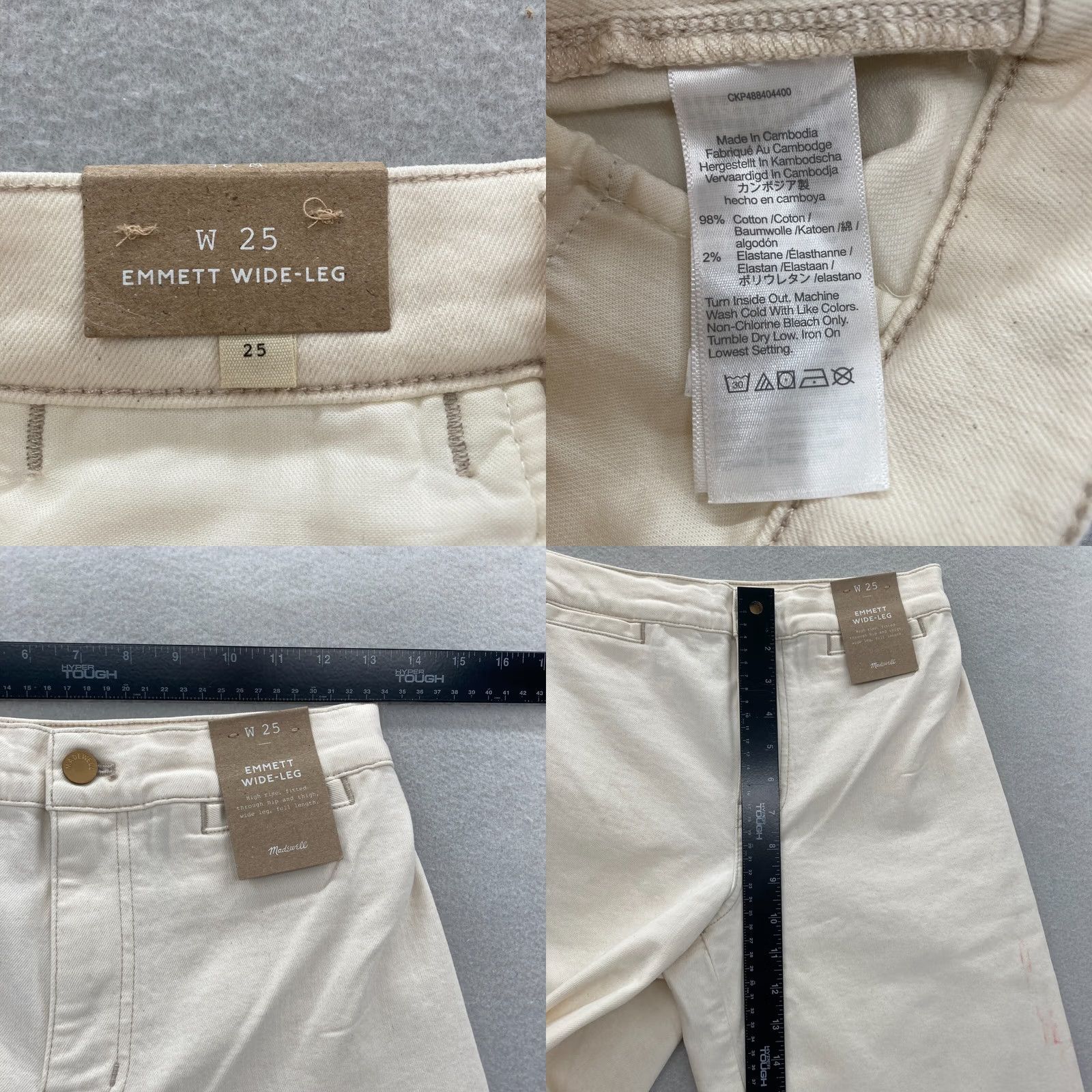 Madewell Madewell Emmett Wide Leg Pants Women's 25 Beige Stretch High Rise Full Length Pants Size 42" / US 20 - 8 Thumbnail