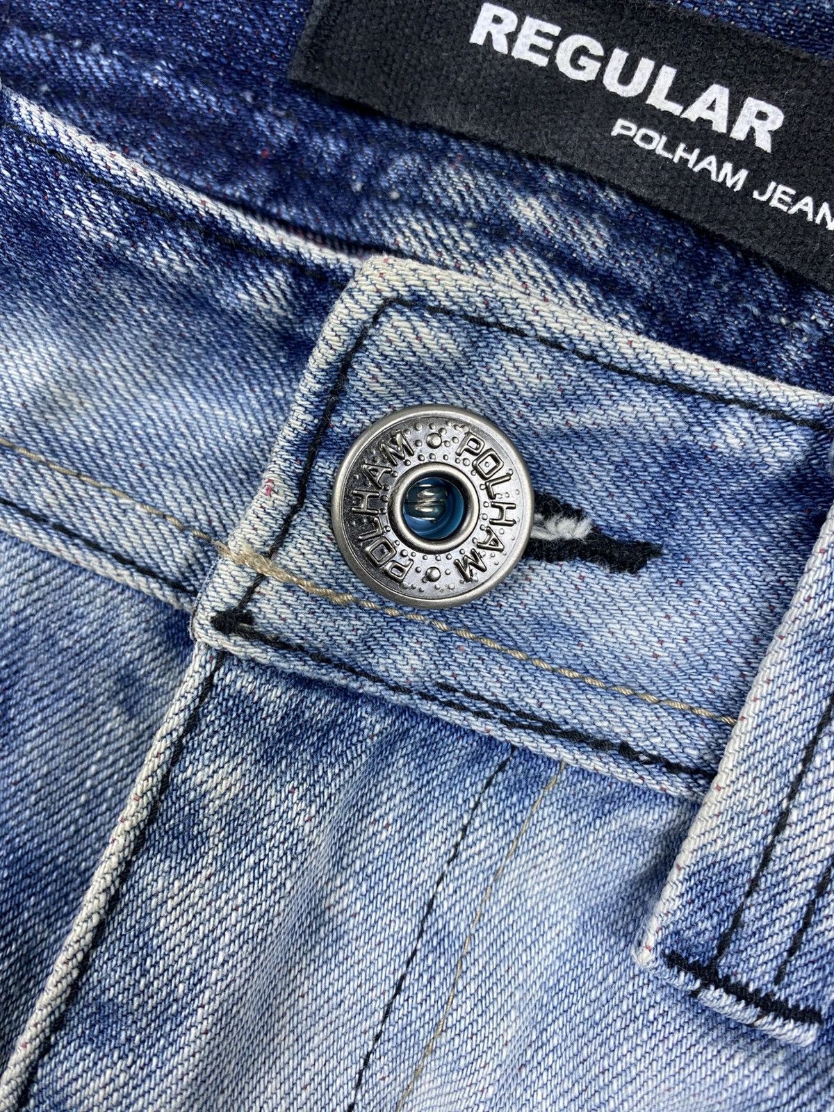 Japanese Brand Vtg Regular Polham Jeans Washed Distressed Denim Pants Size US 33 - 10 Thumbnail