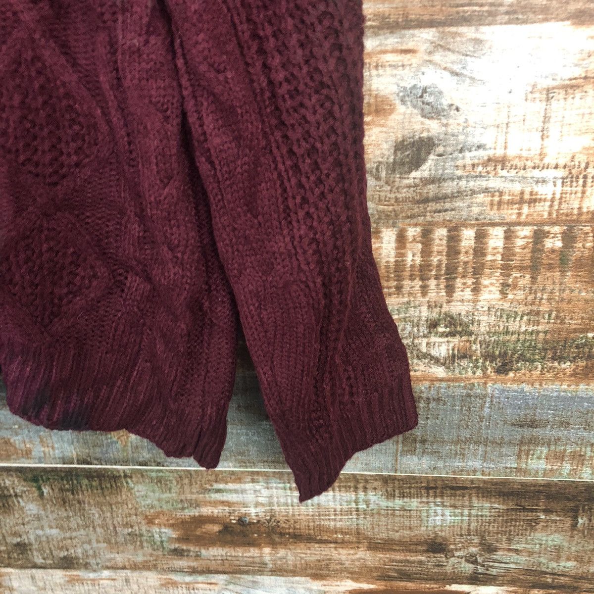 Japanese Brand Mono Mart Maroon cable Knitwear #A2257 Size US M / EU 48-50 / 2 - 16 Thumbnail