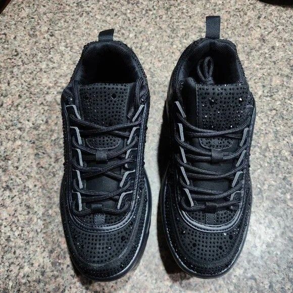 Other Ultra Cush Dazzle Black Rhinestone Comfy Platform Fashion Pa Size US 8 / IT 38 - 7 Thumbnail