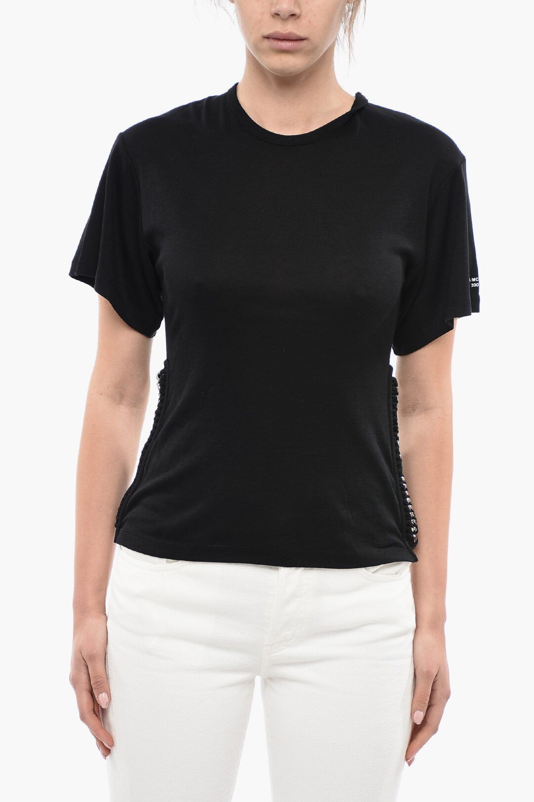 Stella McCartney og1mm0824 Cotton Blend T-Shirt With Chain in Black Size XS / US 0-2 / IT 36-38 - 1 Thumbnail
