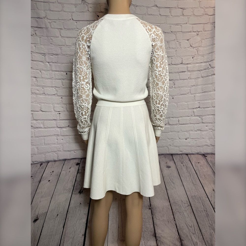 Alice + Olivia Alice + Olivia Blake Lace-Sleeve Ivory Dress Size S Size S / US 4 / IT 40 - 6 Thumbnail