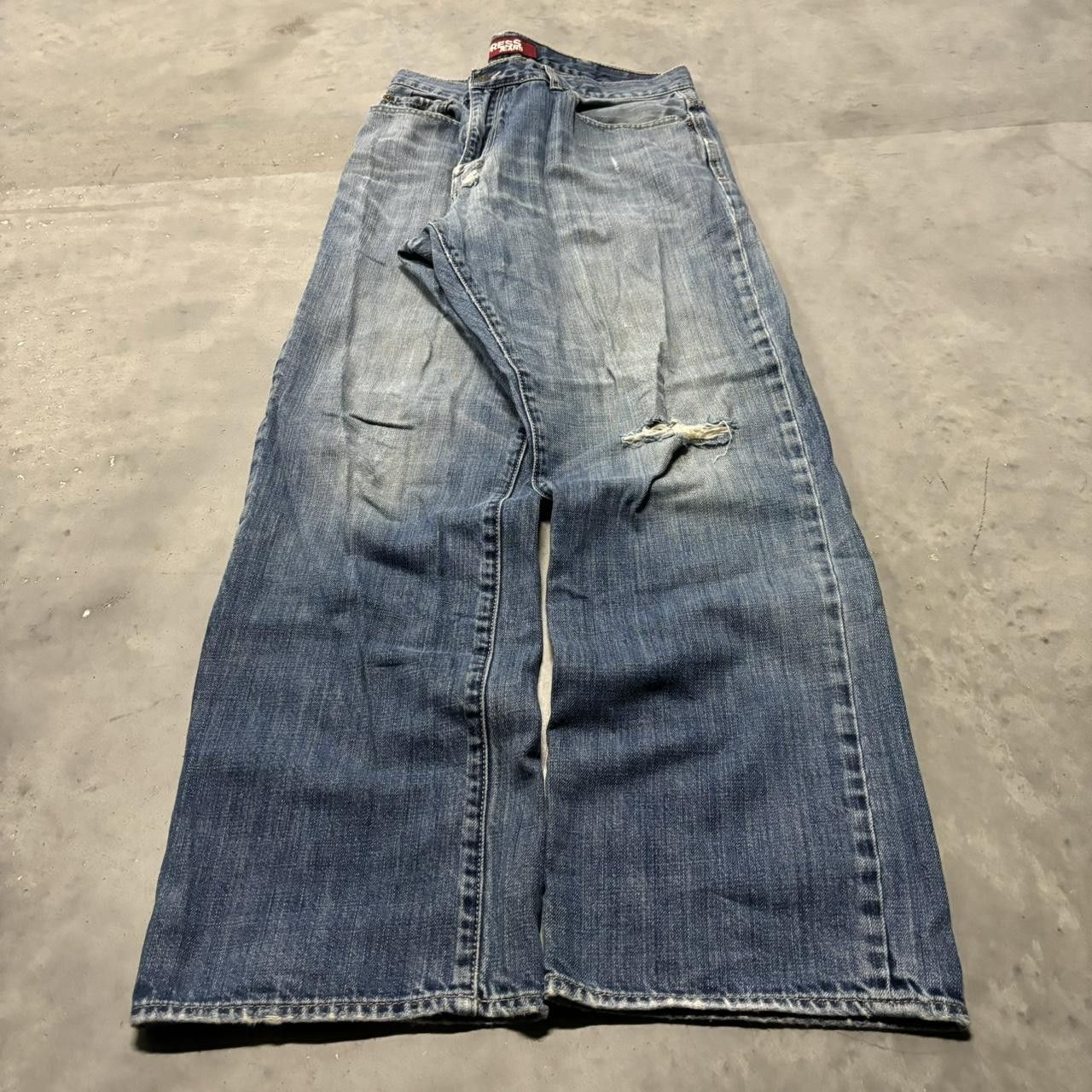 Japanese Brand × Vintage Crazy Vintage Y2K/2000s Grunge Distressed Dark Wash Skater Denim Jeans! Size US 38 / EU 54 - 3 Thumbnail