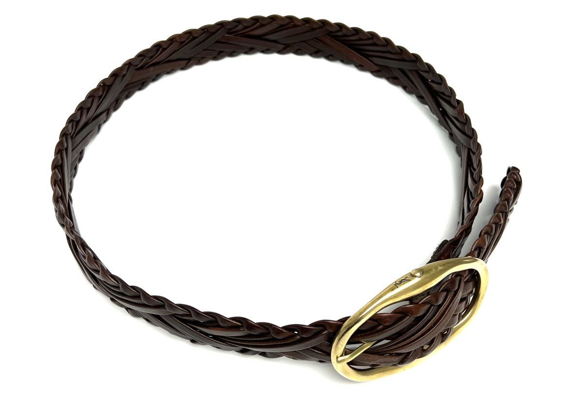 Yves Saint Laurent YVES SAINT LAURENT GOLD TONE BUCKLE W/ BRAIDED LEATHER BELT Size ONE SIZE - 11 Thumbnail
