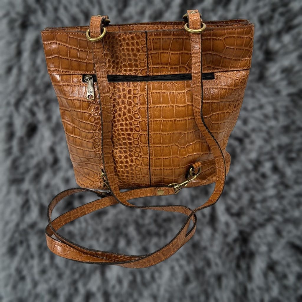 Patricia Nash PATRICIA NASH Albi Convertible Leather Backpack Tote Purse Cognac Brown Medium Womens Size ONE SIZE - 1 Thumbnail