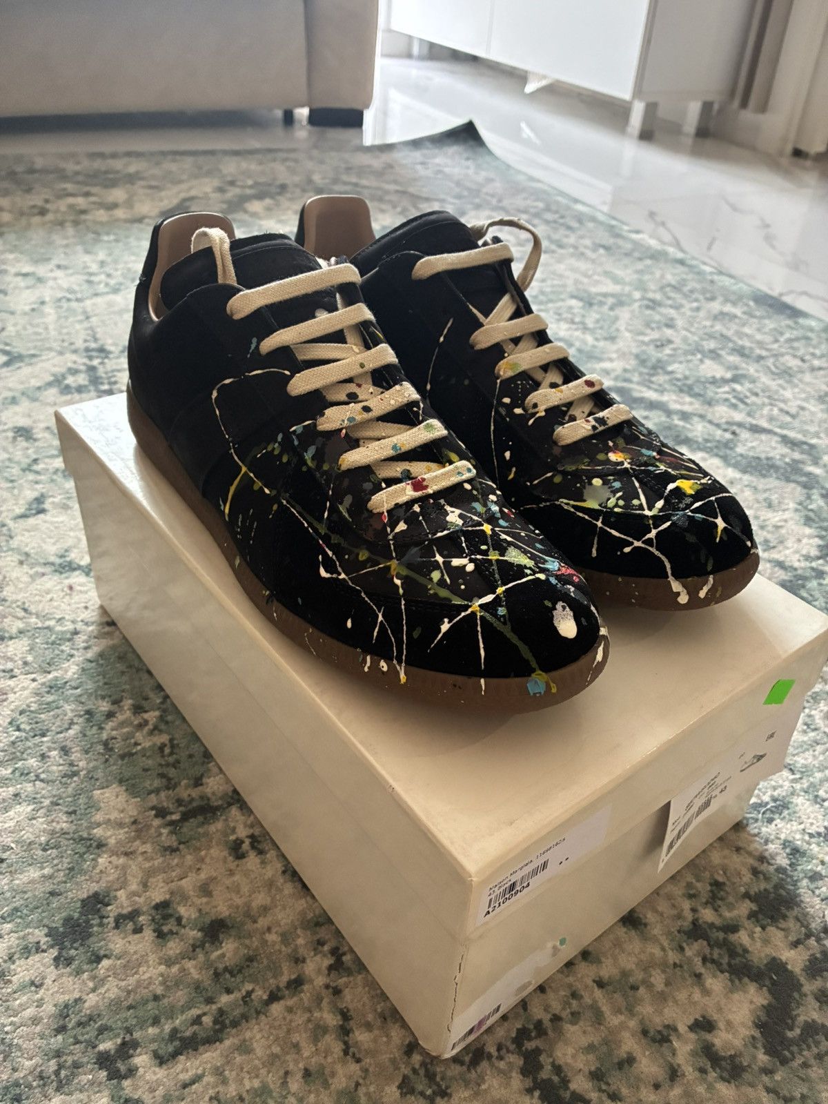 Maison Margiela Replica Paint Splatter Leather Sneakers Size US 10 / EU 43 - 1 Thumbnail