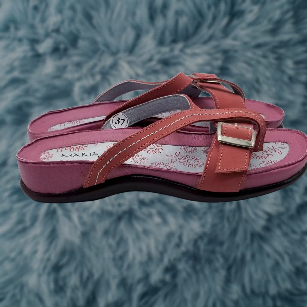 Pajar Pajar Maria Pia Pink Leather Sandals Roma-P01 US 5 EUR 37 Slip-On Womens Sandal Spring Summer Leather Pink Size US 5 / IT 35 - 1 Thumbnail