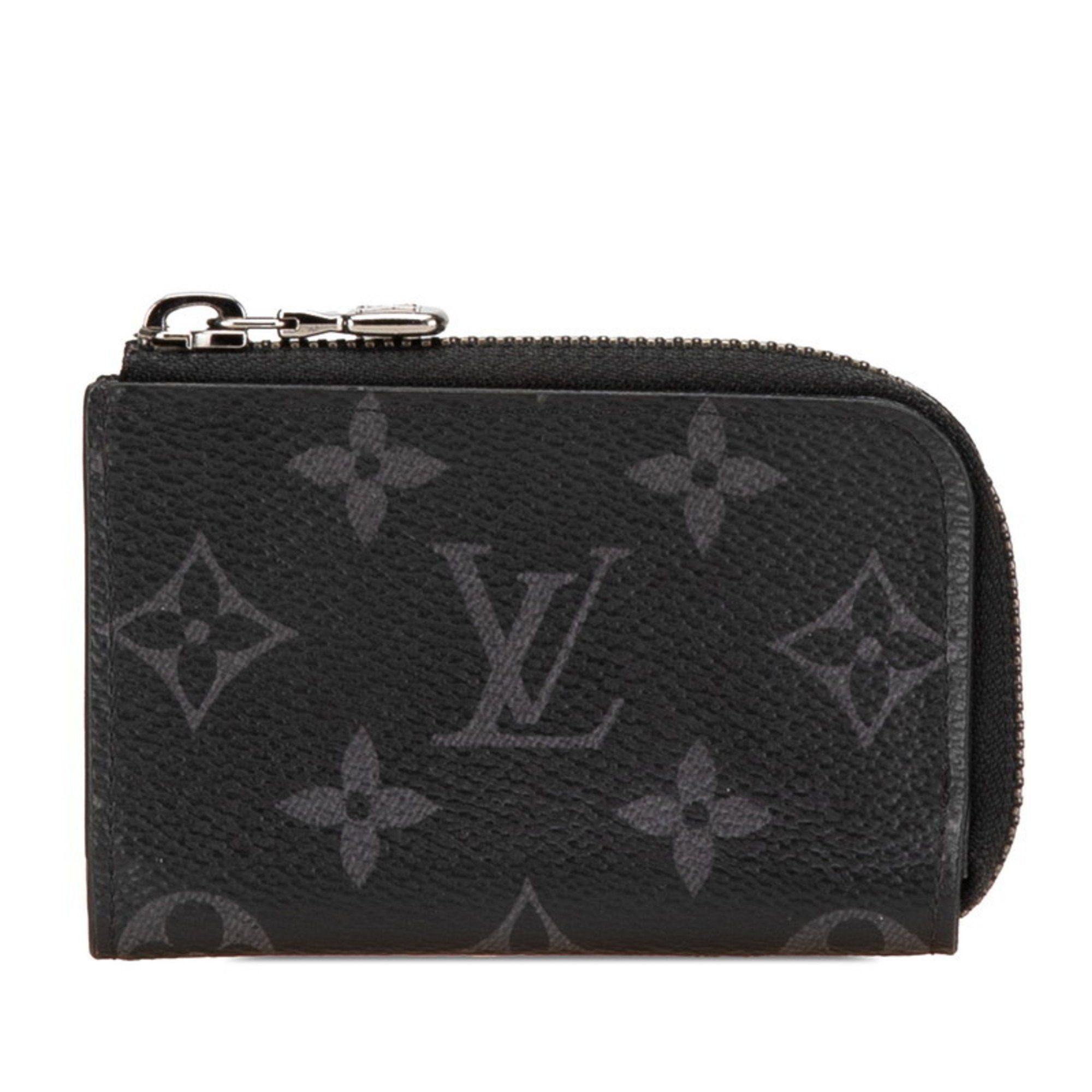 Louis Vuitton Monogram Eclipse Portemonnay Jour Coin Case Purse M63536 Black Pvc Leather Women's Louis Vuitton