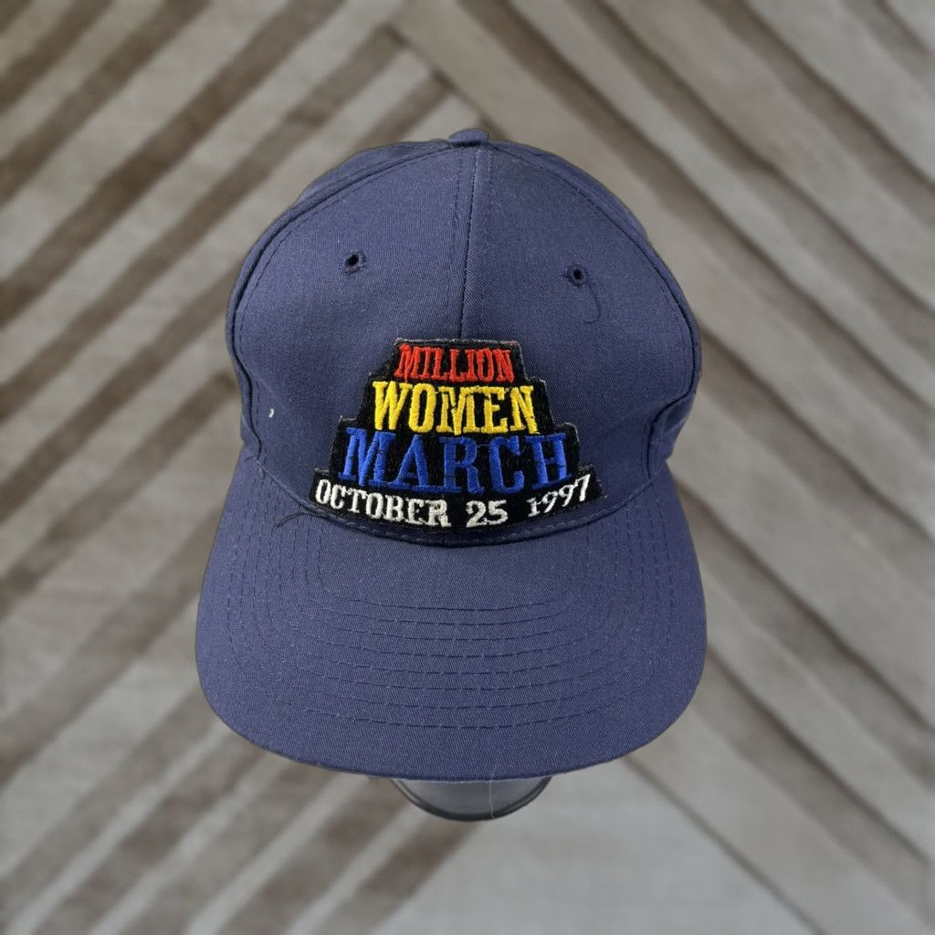 Vintage VINTAGE 1997 Nissin Womens Snapback Hat Cap Blue Adjustable Cotton Twill 90s Logo Patch Nissin Black History Month Size ONE SIZE - 1 Thumbnail