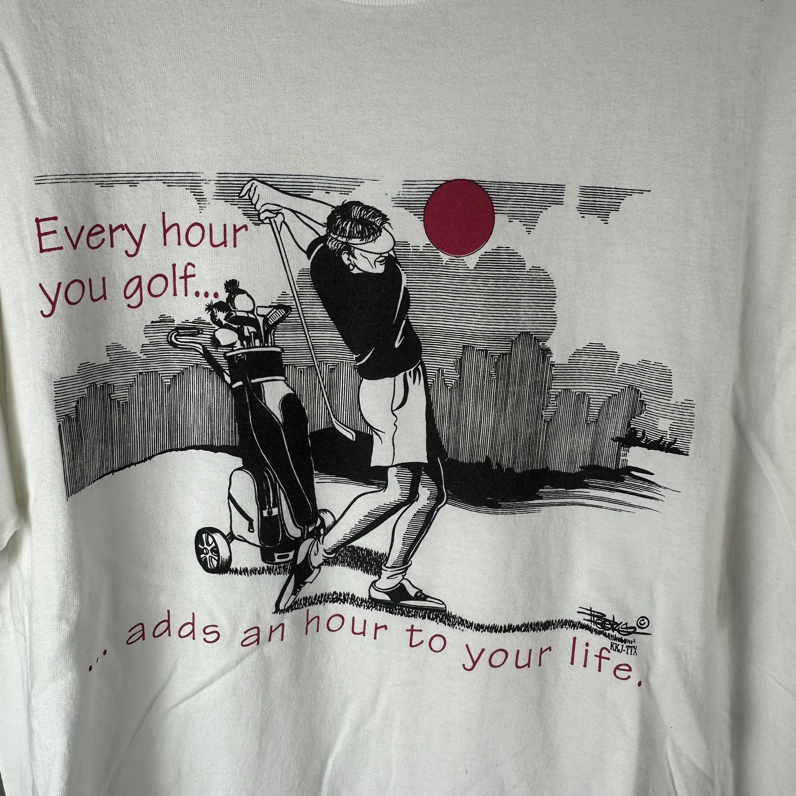 Vintage 90s Every Hour You Golf Adds an Hour to Your Life Humor Tee Size US XXL / EU 58 / 5 - 2 Thumbnail