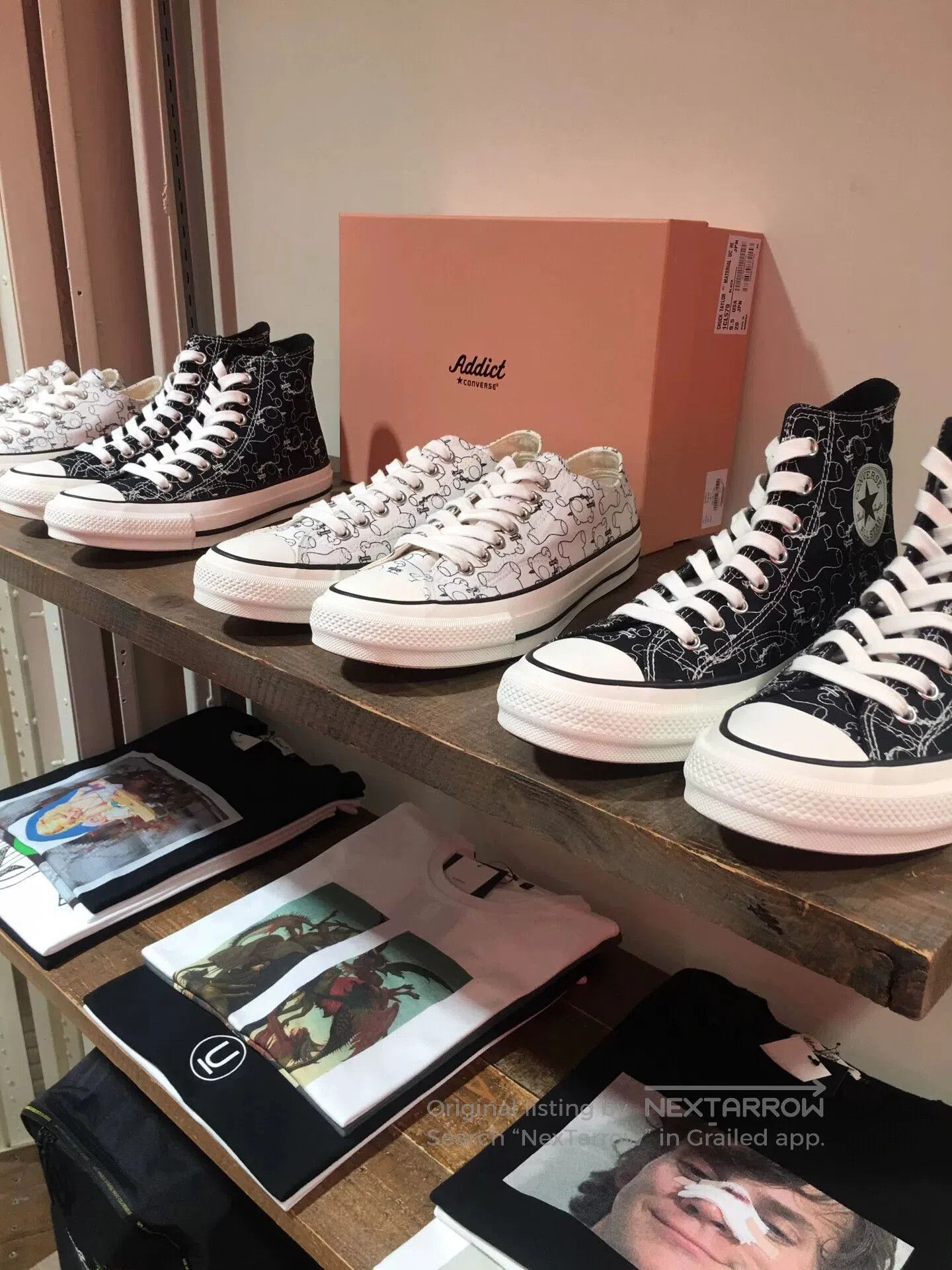 ADDICT white high-top sneaker with graphic design. Size US 9.5 / EU 42-43 - 3 Thumbnail