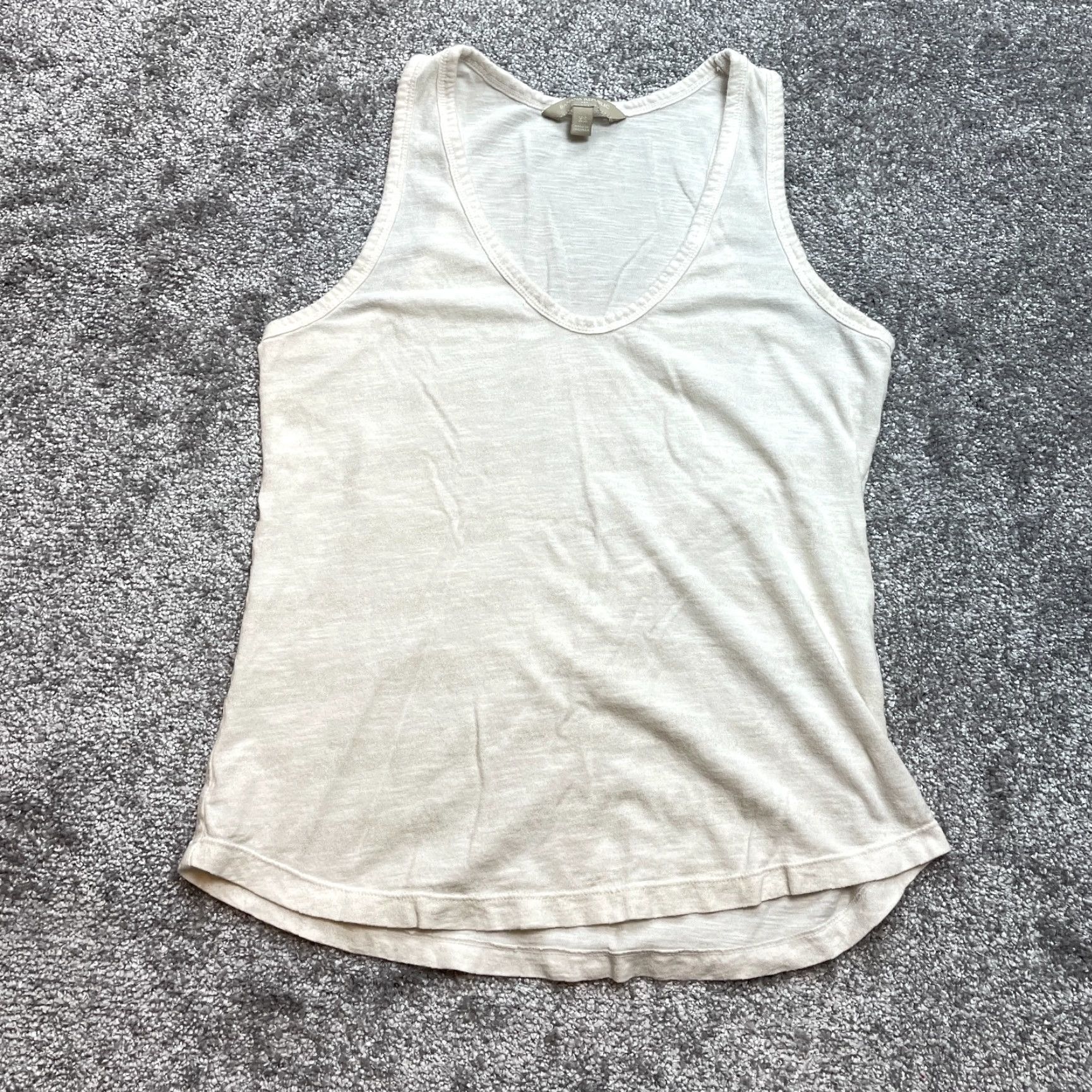 Banana Republic Banana Republic Tank Top Shirt Womens XS Beige Shiny Glitter Striped V Neck Soft Size XS / US 0-2 / IT 36-38 - 2 Thumbnail