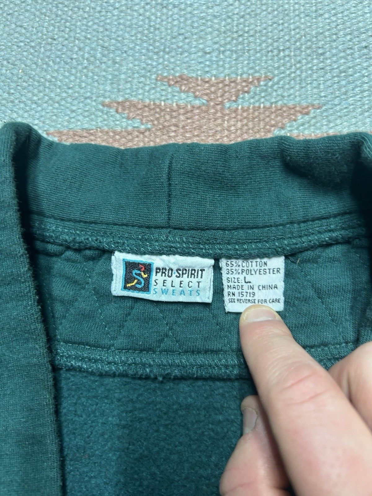 Vintage VTG 90s sweatshirt cardigan pro spirit blank forest green L Size L / US 10 / IT 46 - 6 Thumbnail
