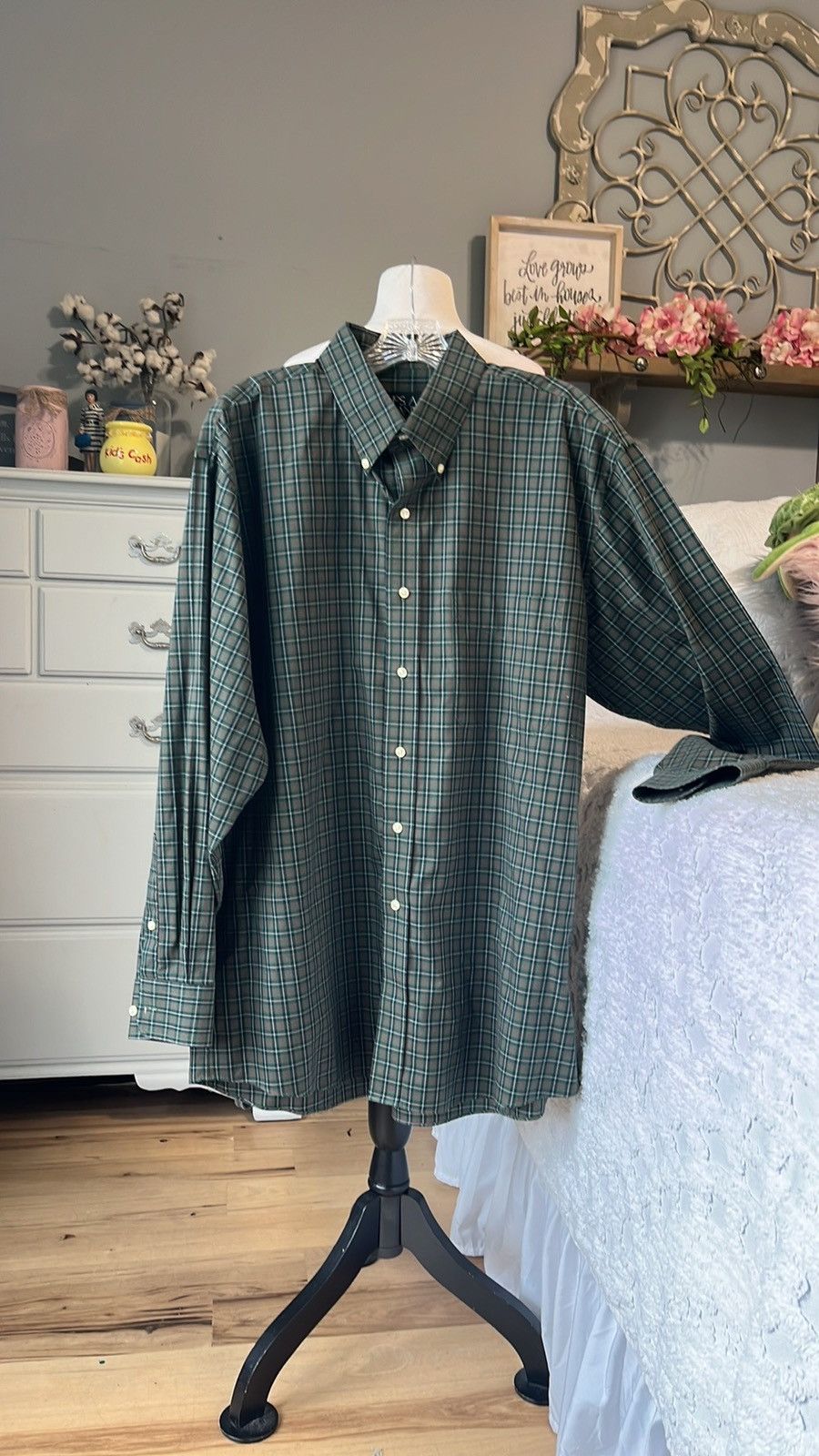 Jos. A. Bank Jos A Bank Dark Green Plaid Long Sleeve Button Down Size US L / EU 52-54 / 3 - 9 Thumbnail