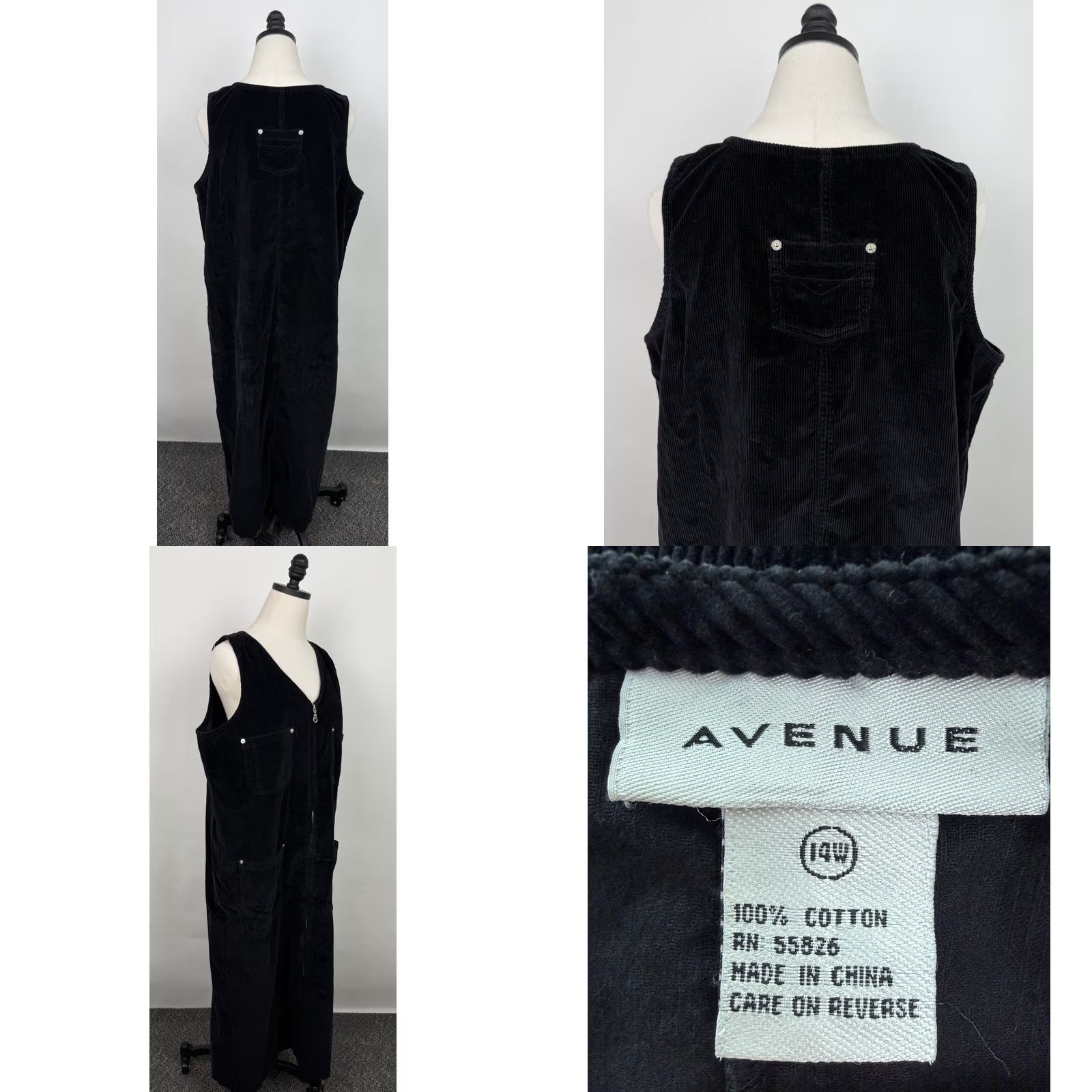 Avenue VINTAGE Avenue Maxi Dress Women XL Black Corduroy Full Zip 90s Y2K Vintage Dress Size XL / US 12-14 / IT 48-50 - 8 Thumbnail