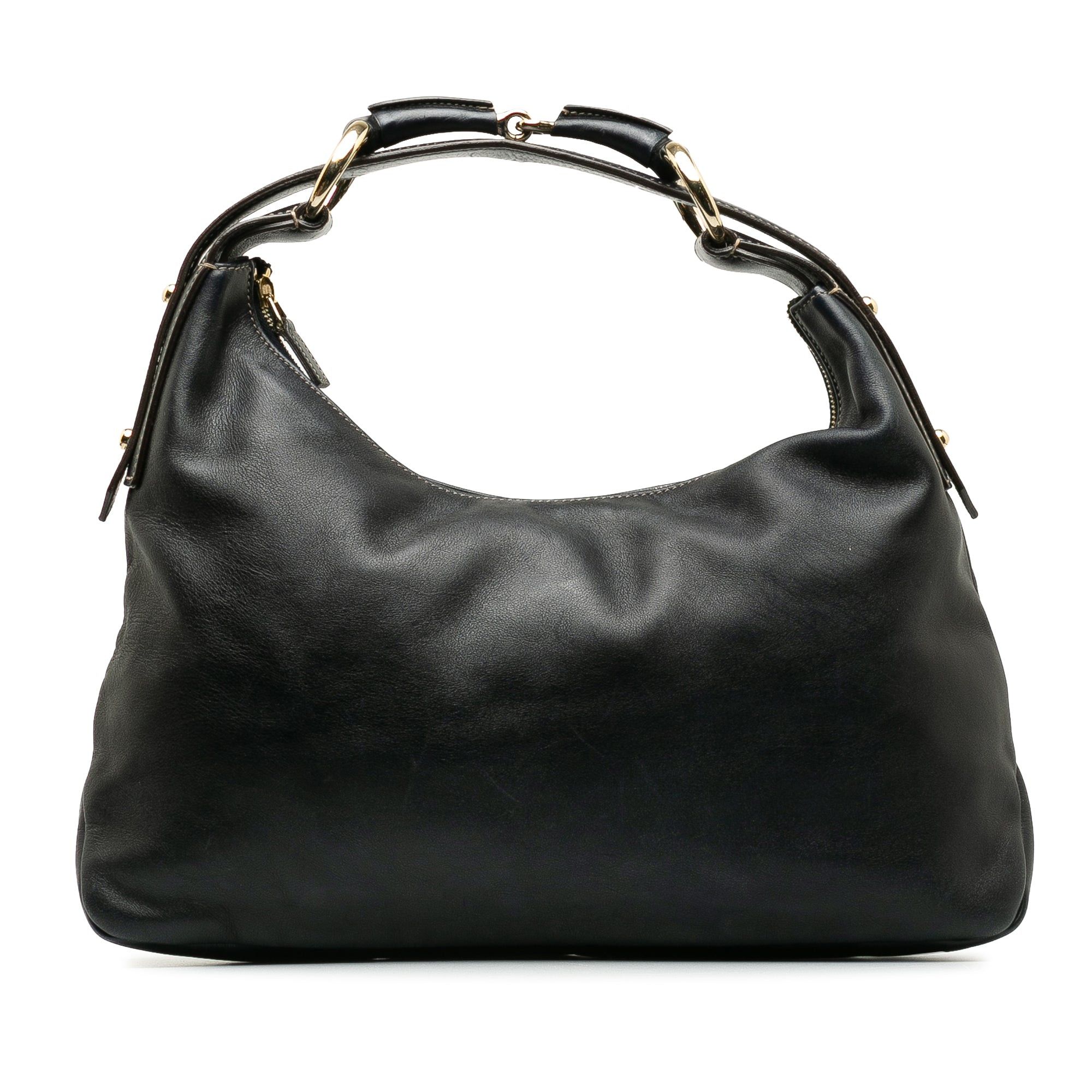 image of Gucci Leather Horsebit Hobo Hobo Bag in Black, Women's