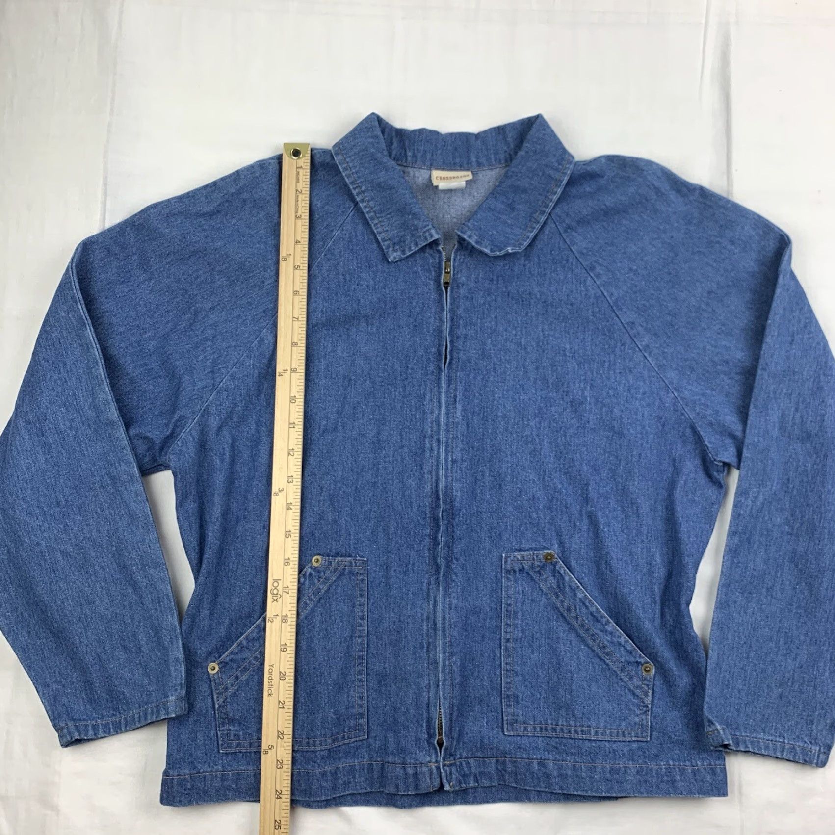 Vintage VINTAGE Crossroads Denim Jacket Medium Blue Full Zip Womens 90s Size M / US 6-8 / IT 42-44 - 4 Thumbnail