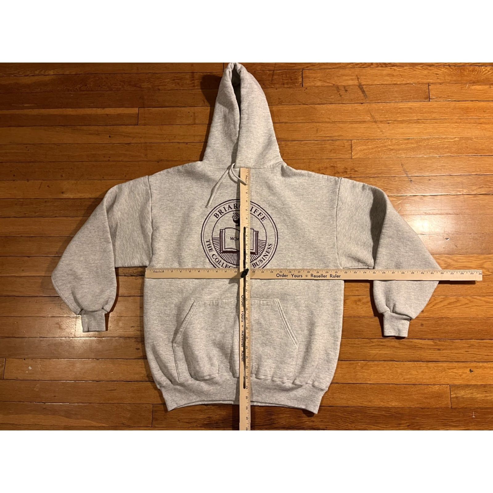 Jerzees VINTAGE JERZEES Briarcliffe College For Business Hoodie Mens XL Gray 90s College Retro School Logo Pullover Hooded Pockets Graphic Print Sweatshirt Size US XL / EU 56 / 4 - 7 Thumbnail