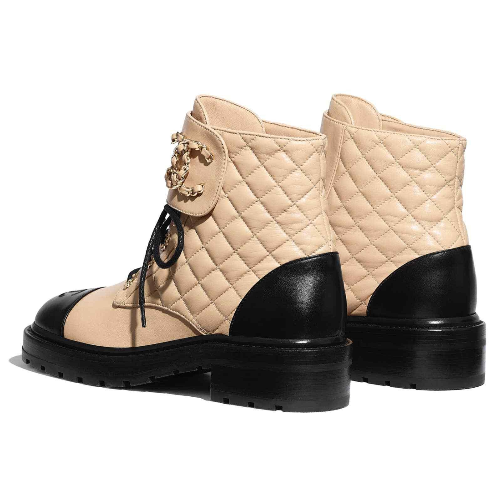 Chanel 20A Quilted Chain Combat Lace Up Tie Ankle Short Boot 40.5 Size US 10.5 / IT 40.5 - 10 Thumbnail