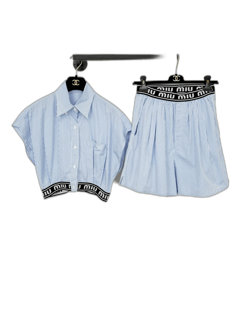 Miu Miu Striped Shirt and Shorts Set