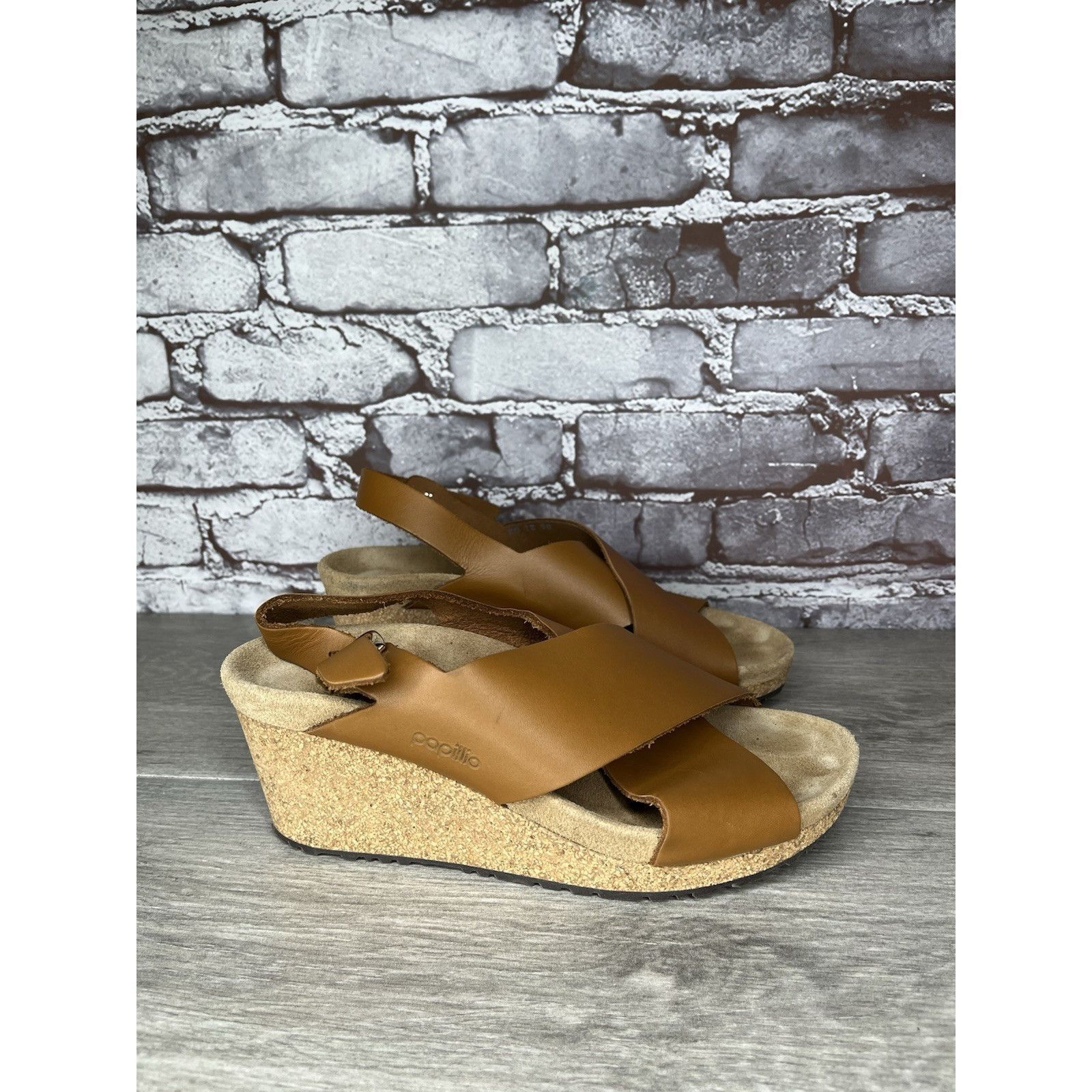 Birkenstock Birkenstock Papillio Samira Ginger Brown Leather Cork Wedges Size US 6.5 / IT 36.5 - 13 Thumbnail