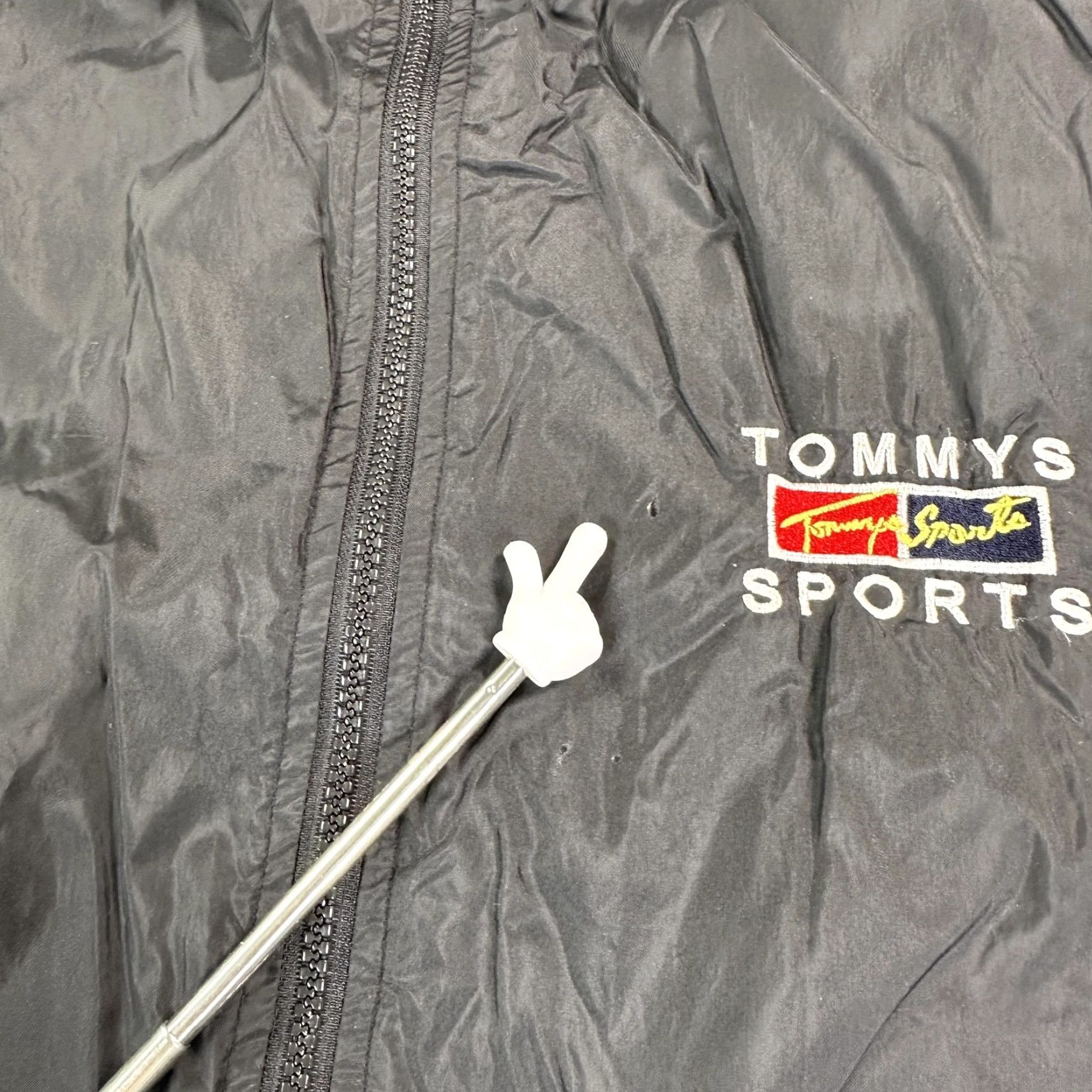 Logo 7 VINTAGE Super USA Windbreaker Jacket Mens L Black Logo Back Patch Striped Sleeves Full Zip Lined Pockets Size US L / EU 52-54 / 3 - 7 Thumbnail