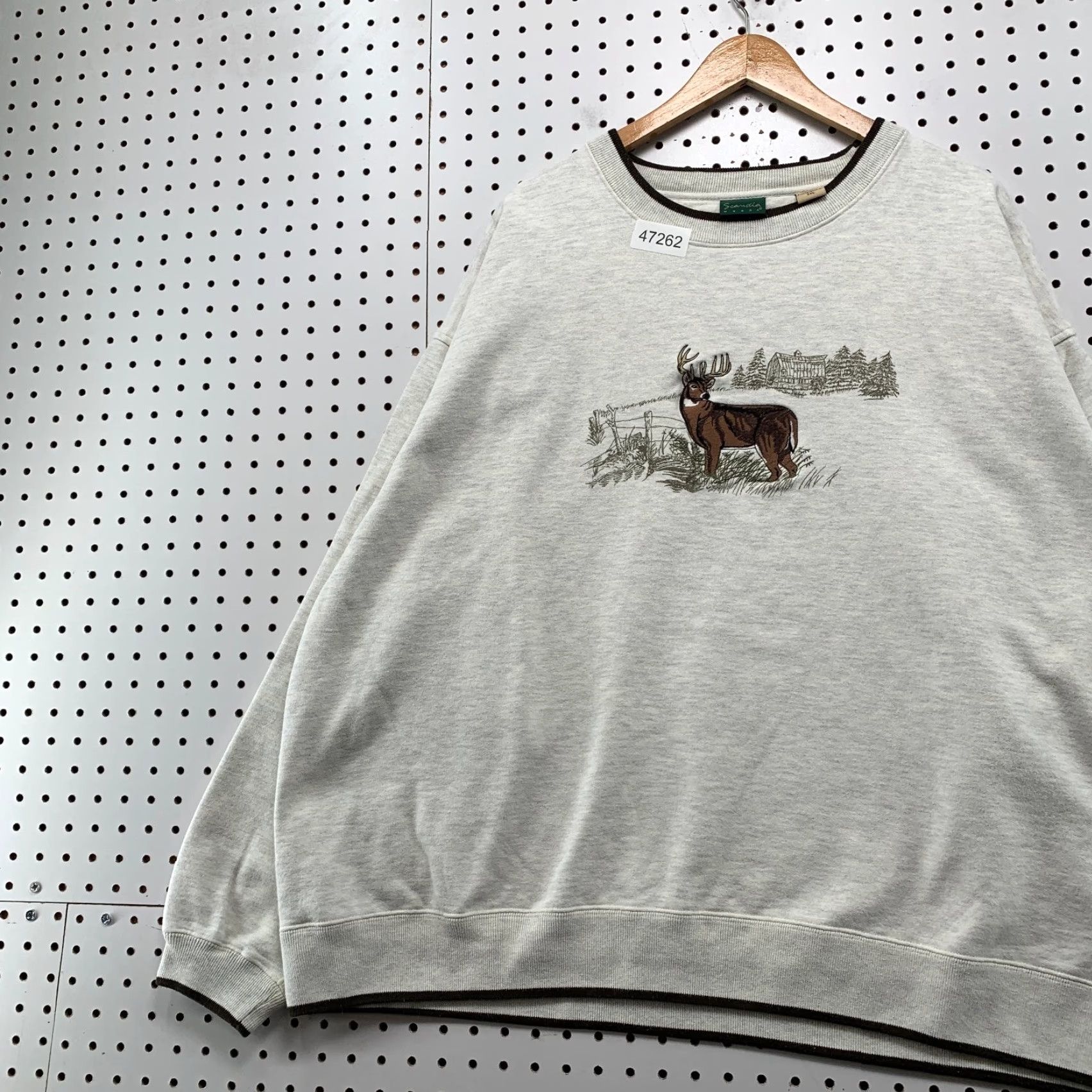 Vintage VINTAGE Scandia Woods Deer Sweatshirt Mens 3XL Gray Embroidered Fleece Outdoor Size US XXL / EU 58 / 5 - 4 Thumbnail