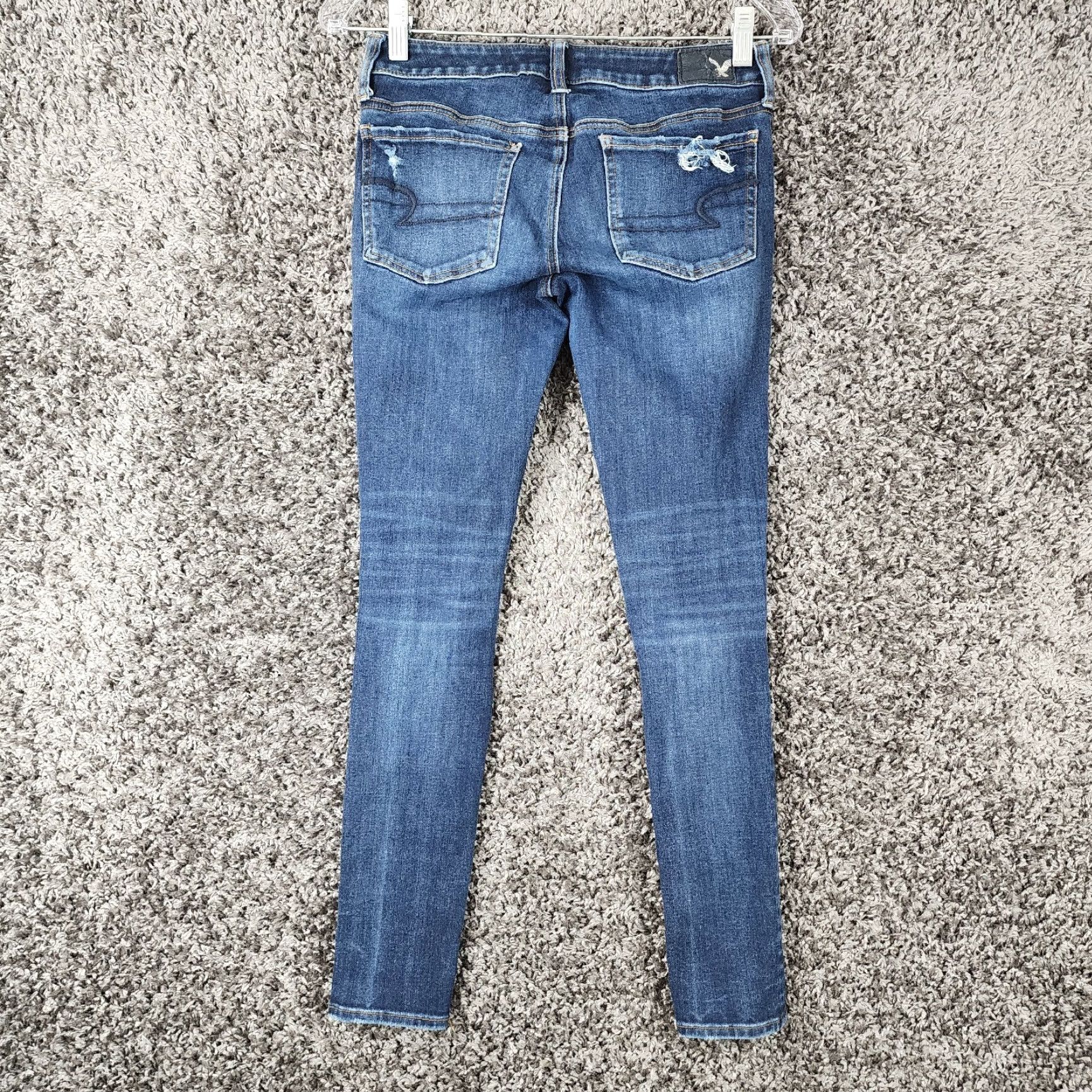American Eagle Outfitters AMERICAN EAGLE DISTRESSED 360 SUPER STRETCH BLUE JEAN JEGGINGS WOMENS SIZE 2 Size 26" / US 2 / IT 38 - 6 Thumbnail