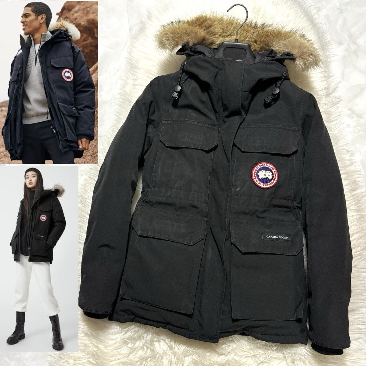 Image of Canada Goose Expedition Down Jacket With Fur S Black, Women's (Size Small)