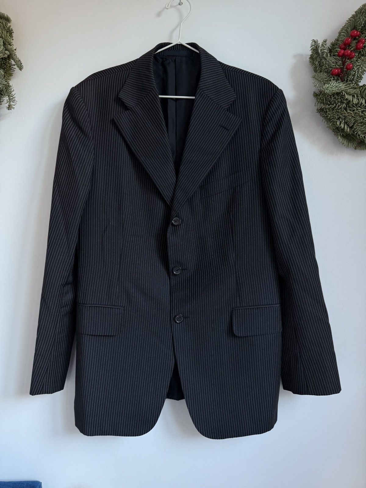 Gucci × Tom Ford × Vintage Gucci Vintage Wool Dark Navy Striped Blazer Jacket Size 50R - 1 Thumbnail