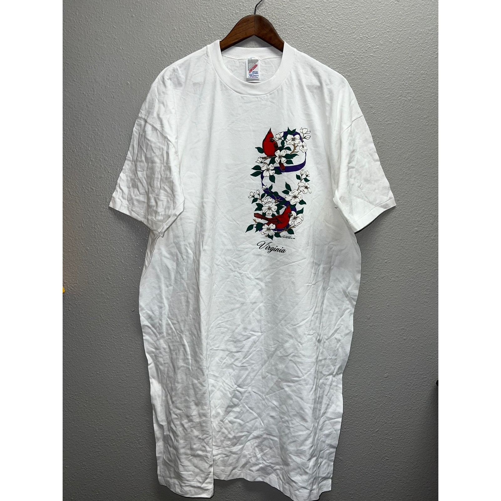 Jerzees Vintage Sleeper Shirt Virginia Cardinal Sleep Shirt 90s OSFA Size US XL / EU 56 / 4 - 1 Thumbnail