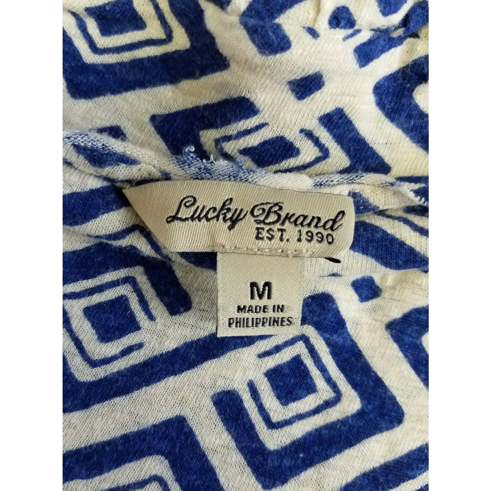 Lucky Brand Lucky Brand Womens Top Geometric Blue Short Sleeve M Size M / US 6-8 / IT 42-44 - 4 Thumbnail