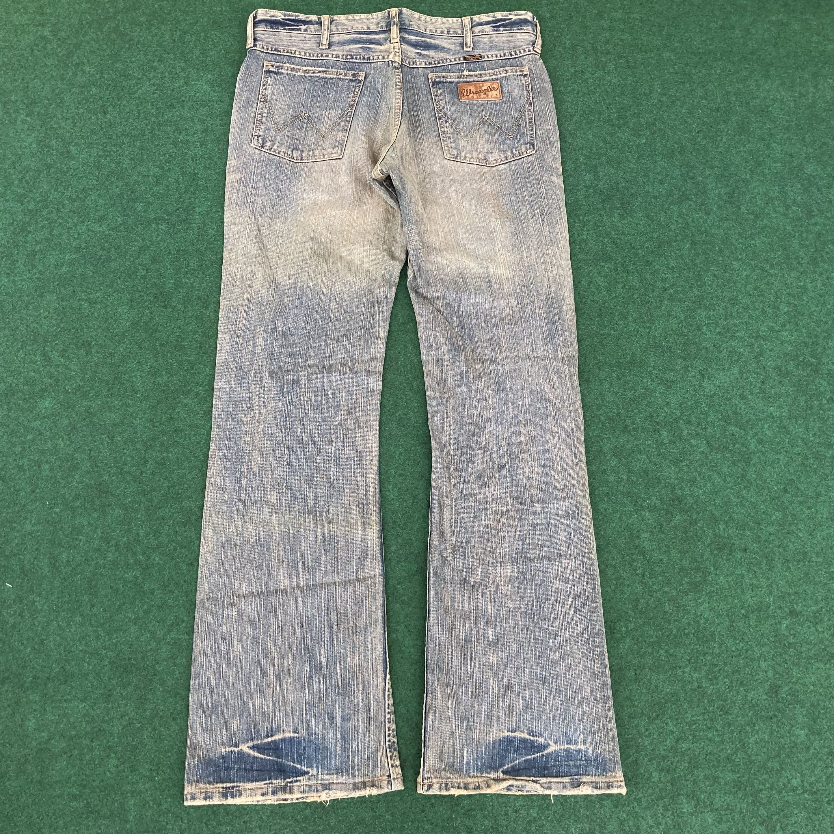 Vintage × Wrangler Vtg Wrangler Blue Denim Flare 90s Sz 33 Bootcut Jeans Size US 33 - 11 Thumbnail