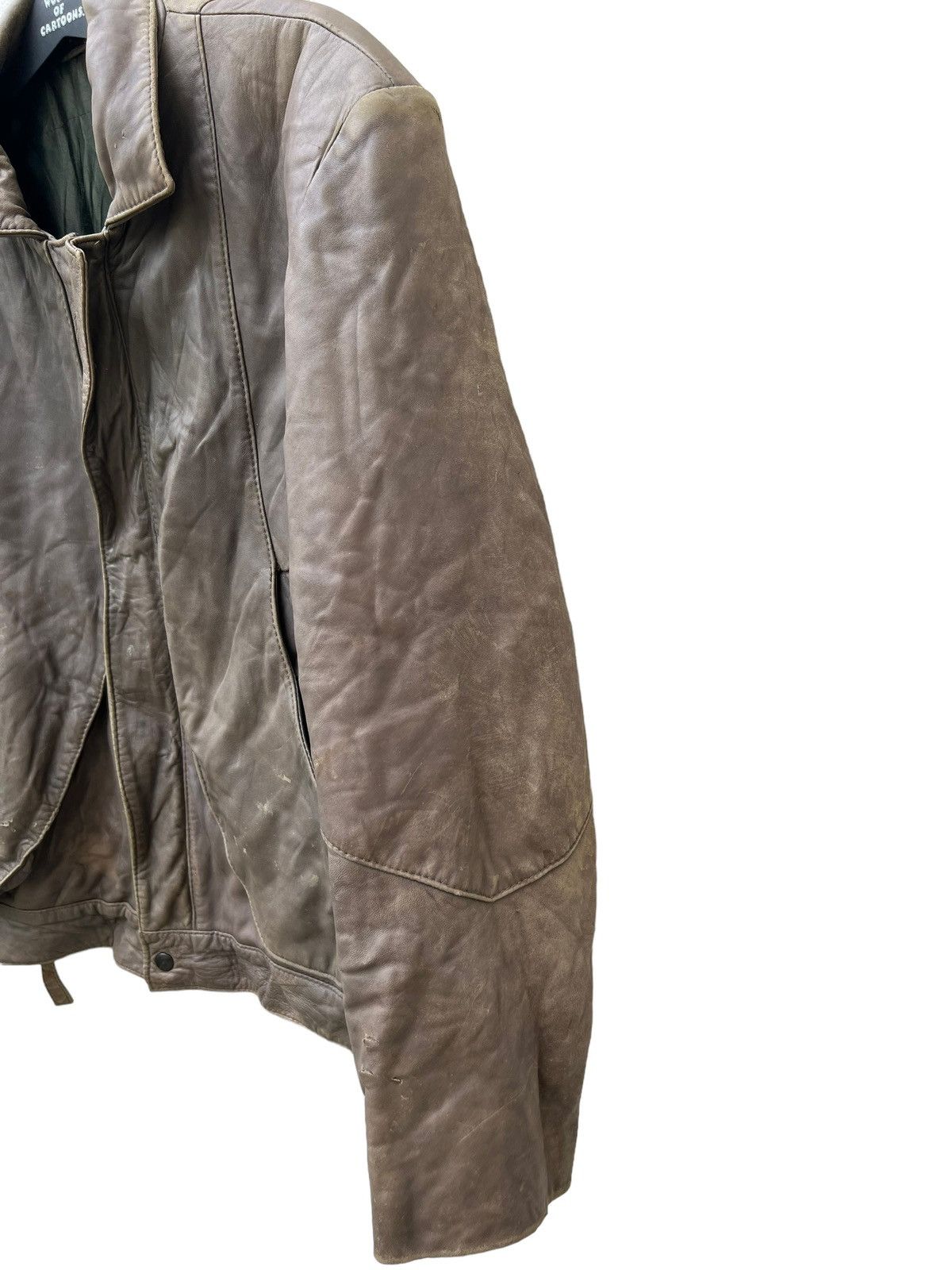 Leather Vintage Trashed Oliver Strelli Leather Jacket Size US XL / EU 56 / 4 - 7 Thumbnail