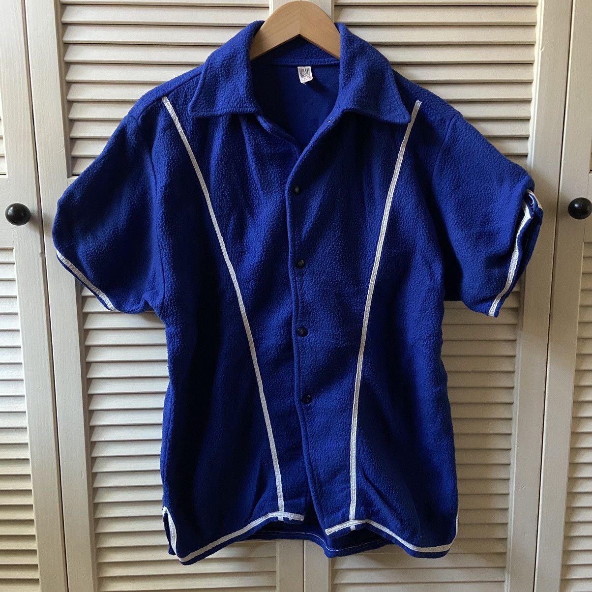 Vintage Vintage 50’s Era Blue Warm Up Terry Snap Shirt Jersey Size US S / EU 44-46 / 1 - 4 Thumbnail