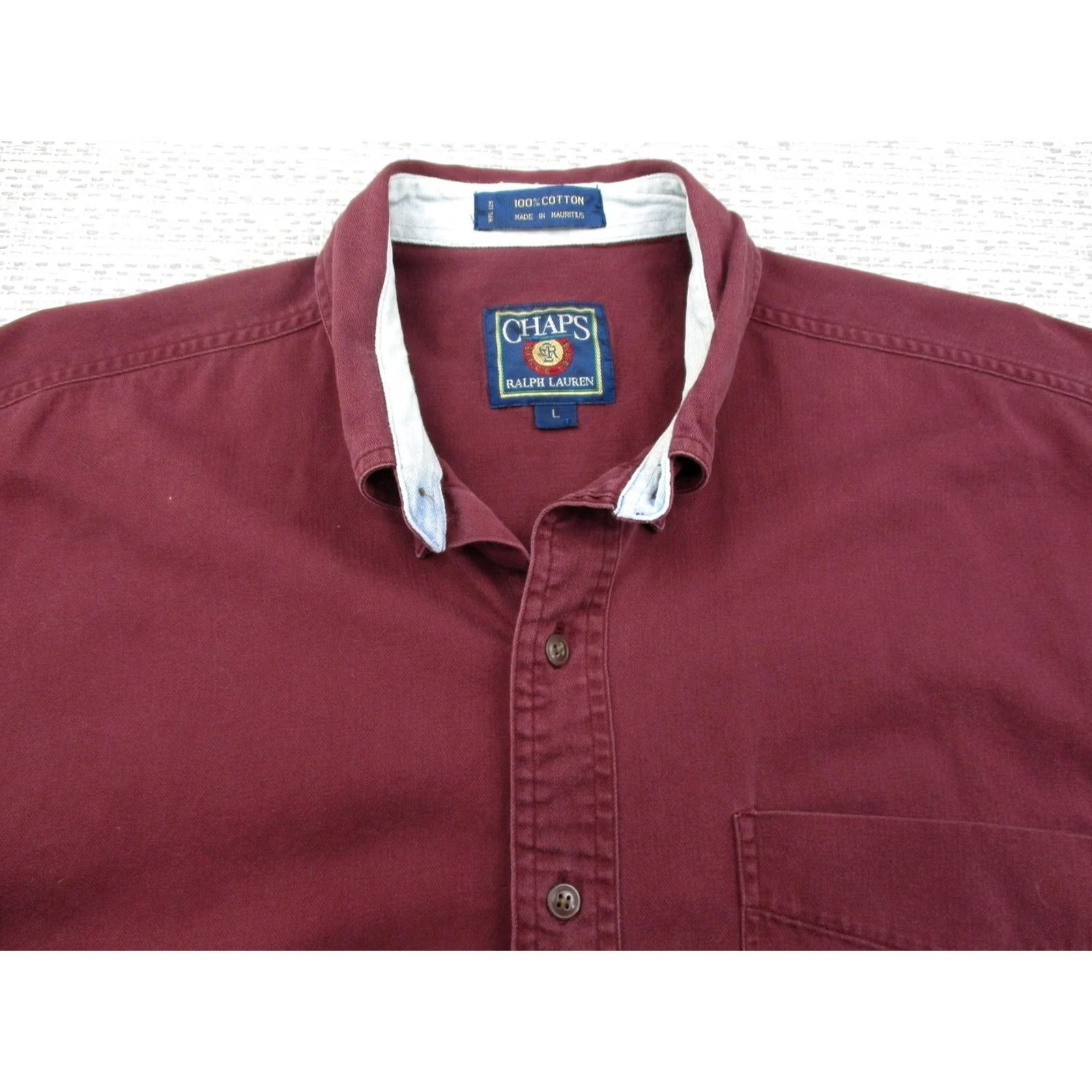 Chaps VINTAGE Chaps Shirt Mens Large Button-Down Crest Classic Preppy Dress Shirt Size 42R - 4 Thumbnail
